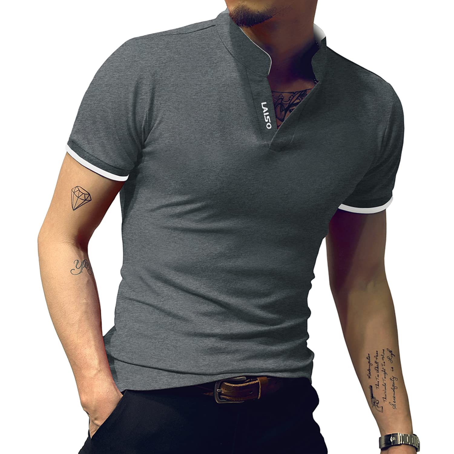 LOGEEYAR Men's Slim Fit Cotton Polo Shirts - Short & Long Sleeve Casual Henley T-Shirts for Men | Breathable Summer Work & Weekend Wear