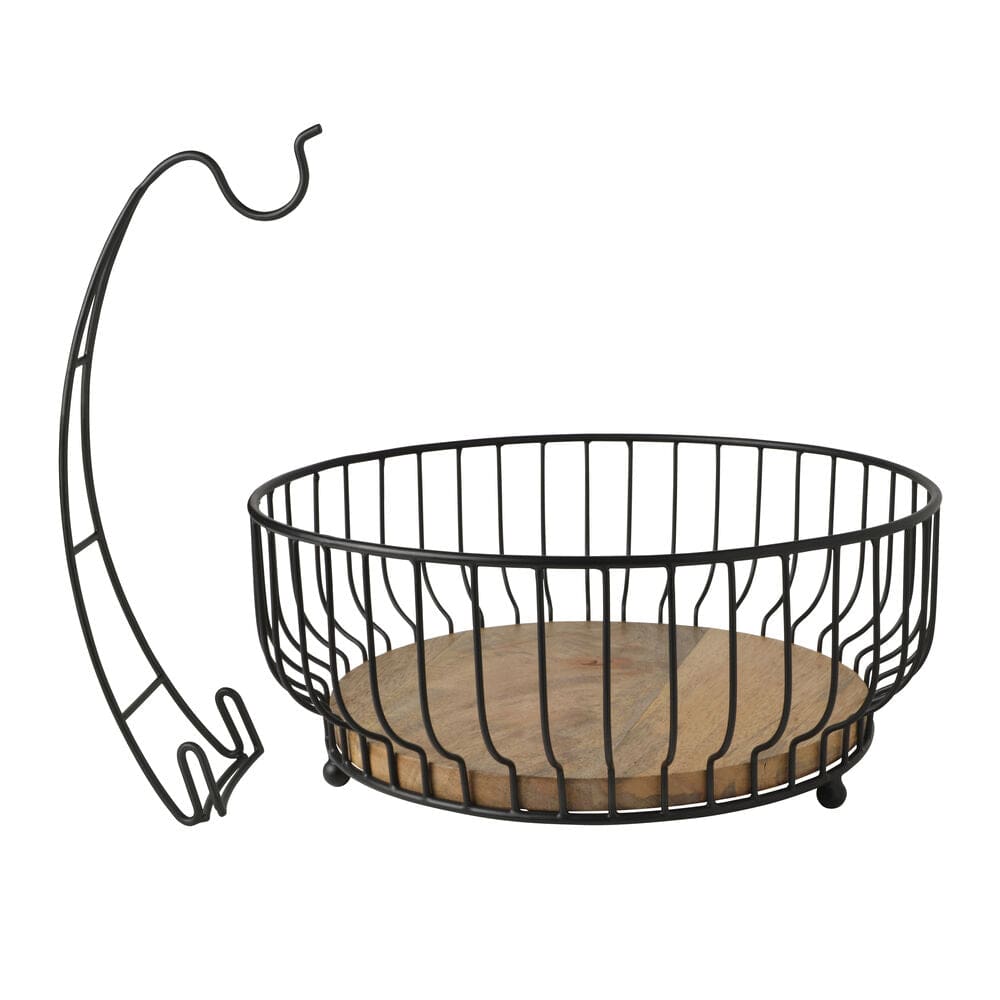 Savannah Fruit Storage Basket with Banana Hook - Natural Woven Basket for Organizing Fruits, Vegetables & Kitchen Essentials - Perfect for Countertop, Pantry & Farmhouse Decor