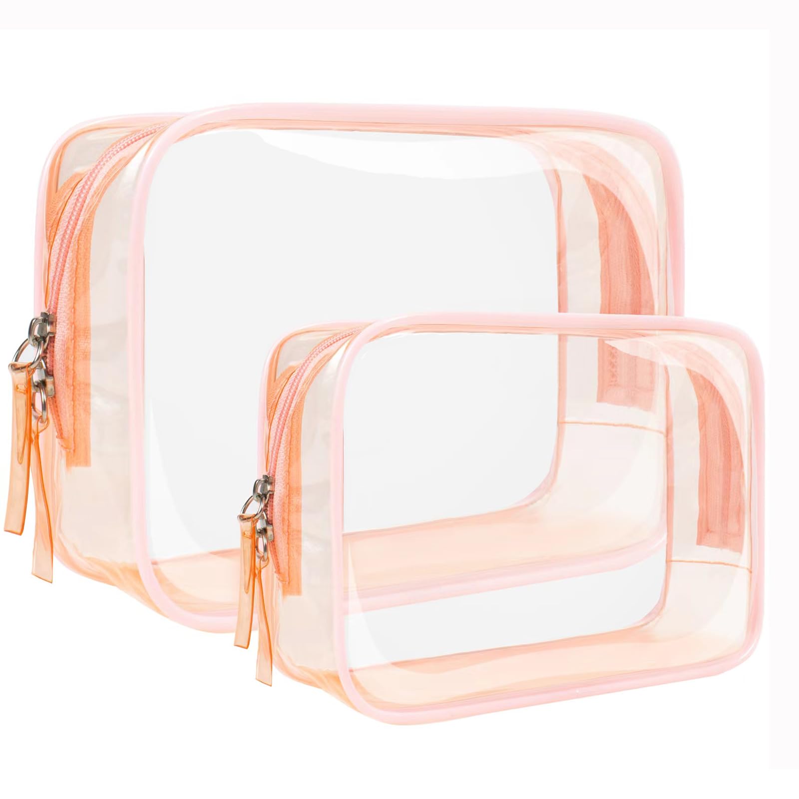 2 Pack Clear Makeup Bags - TSA Approved Travel Toiletry Organizer, Waterproof Cosmetic Bag for Carry-On, Beach & Gym Essentials | Perfect for Airports, Vacations & Daily Use