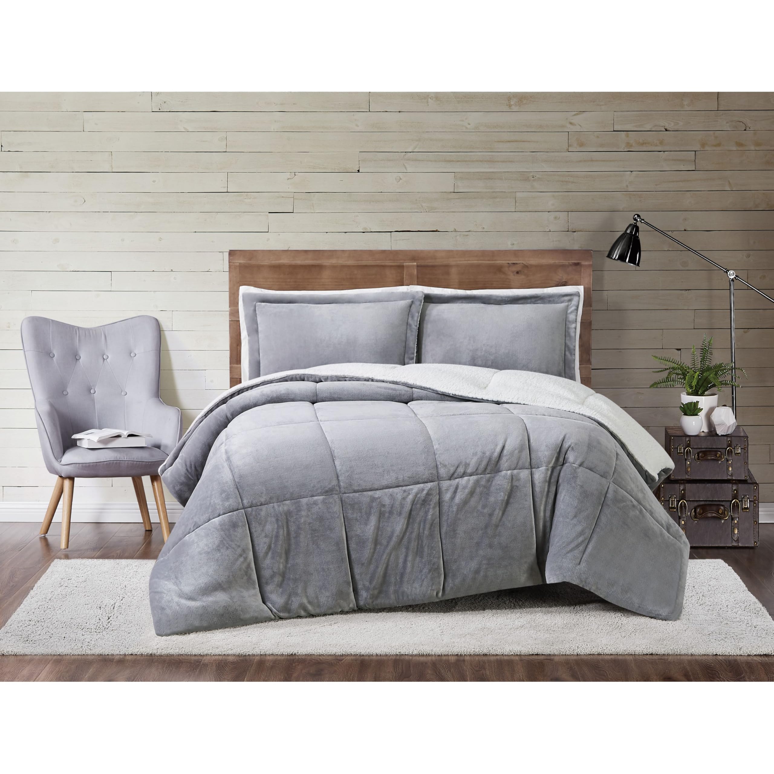 TRULY SOFT Cuddle Warmth Full/Queen Comforter Set in Grey - Ultra Plush Bedding for Cozy Nights & Luxurious Comfort