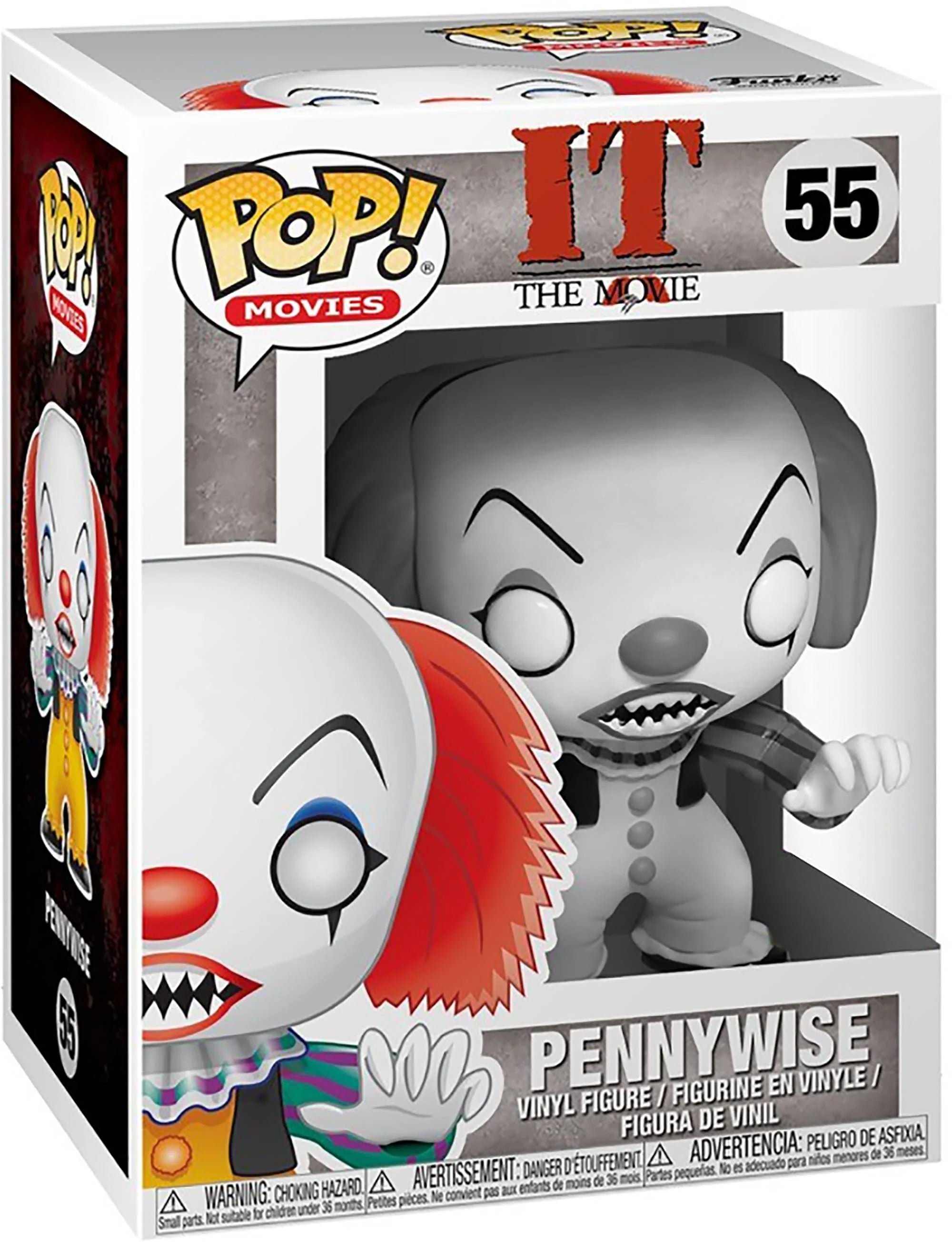 Pennywise Black and White #55 - IT Movie Collectible Figure - Horror Decor & Gift for Fans - Perfect for Halloween, Movie Nights & Collector Displays