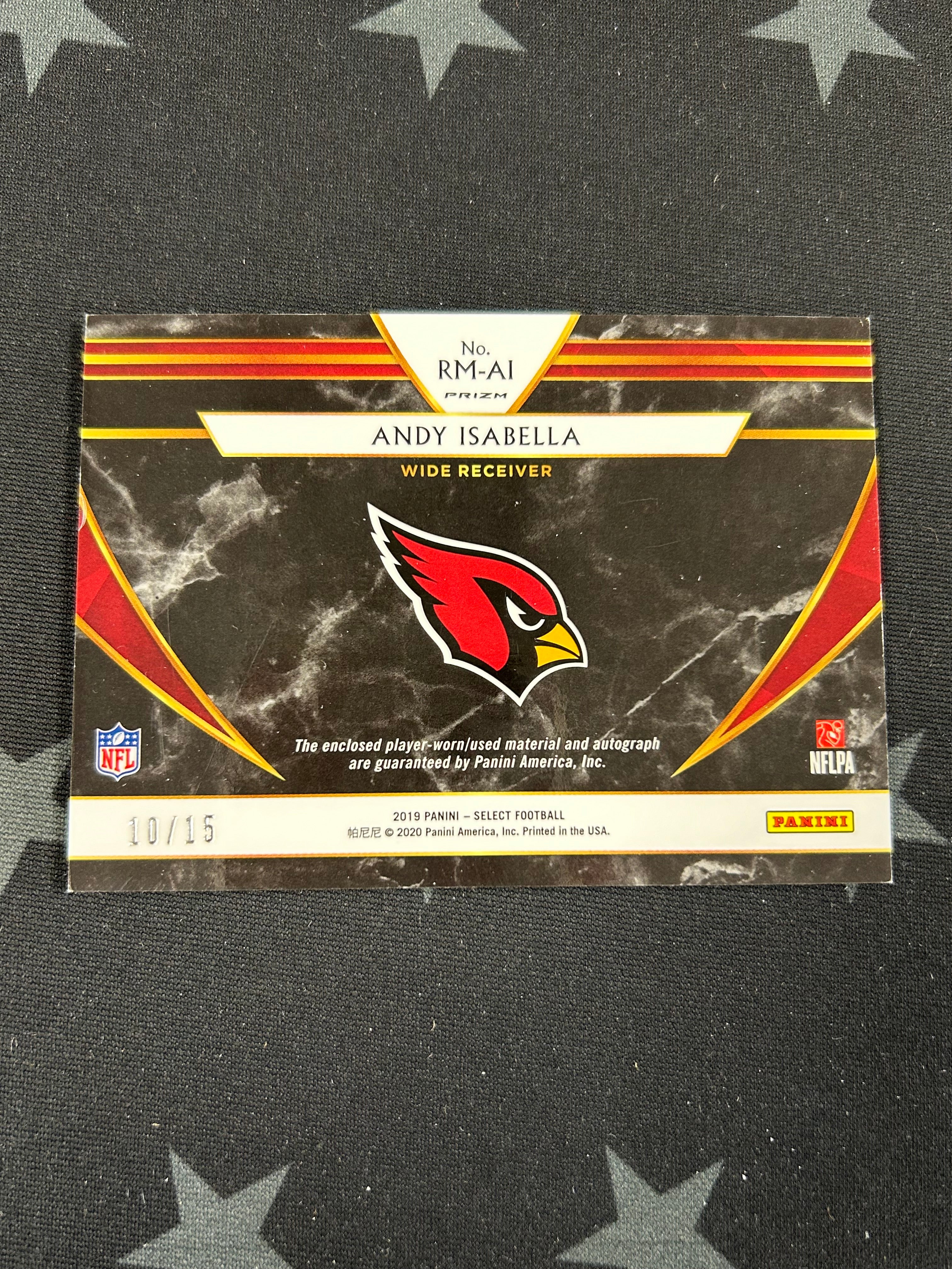 2019 Panini Select Football Andy Isabella Rookie Patch Auto #RM AI /15 - Rare Collectible for NFL Fans & Sports Memorabilia Enthusiasts - Perfect for Display, Trading, and Investment