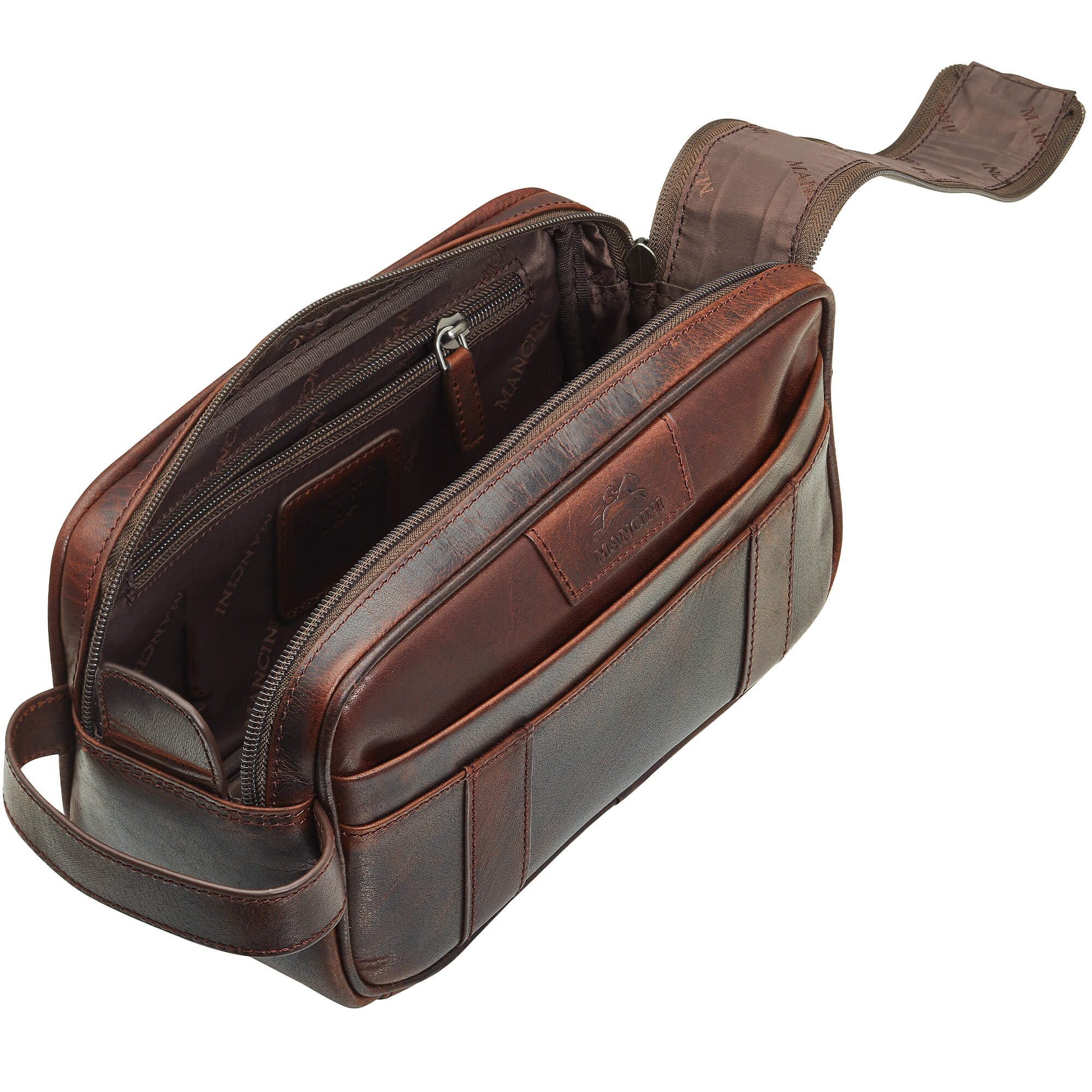 Mancini Buffalo Dual Top Zipper Toiletry Bag for Men & Women - Waterproof Travel Cosmetic Organizer - Perfect for Gym, Business Trips & Vacation Essentials Storage