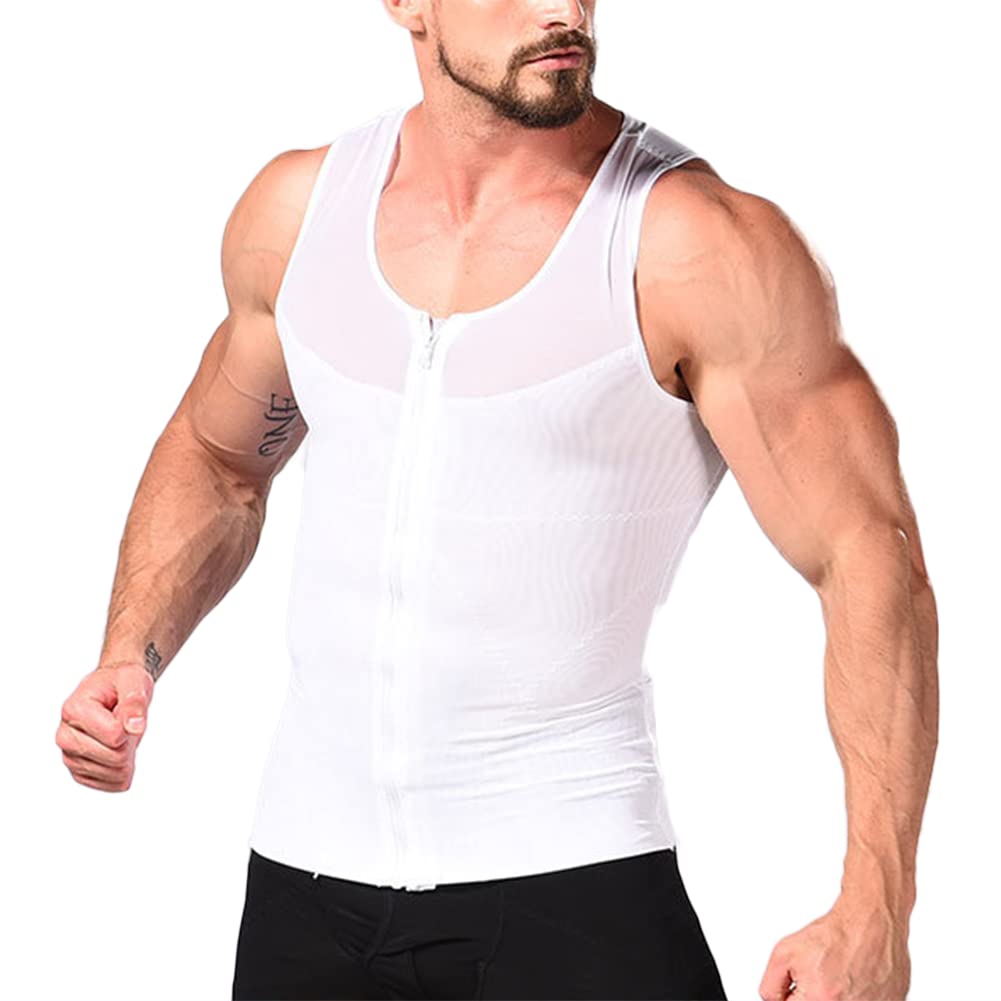 Men's Body Slimming Sleeveless Corset Vest - Breathable Mesh Shapewear with Zipper for Tummy Control & Waist Training | Perfect for Workouts, Weight Loss & Everyday Wear
