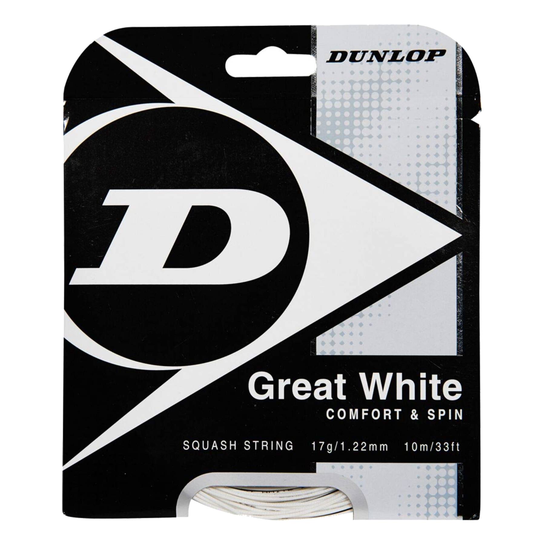 Dunlop Great White 17 Squash String - High Performance Racquet String for Competitive Play | Perfect for Tournament & Training Sessions