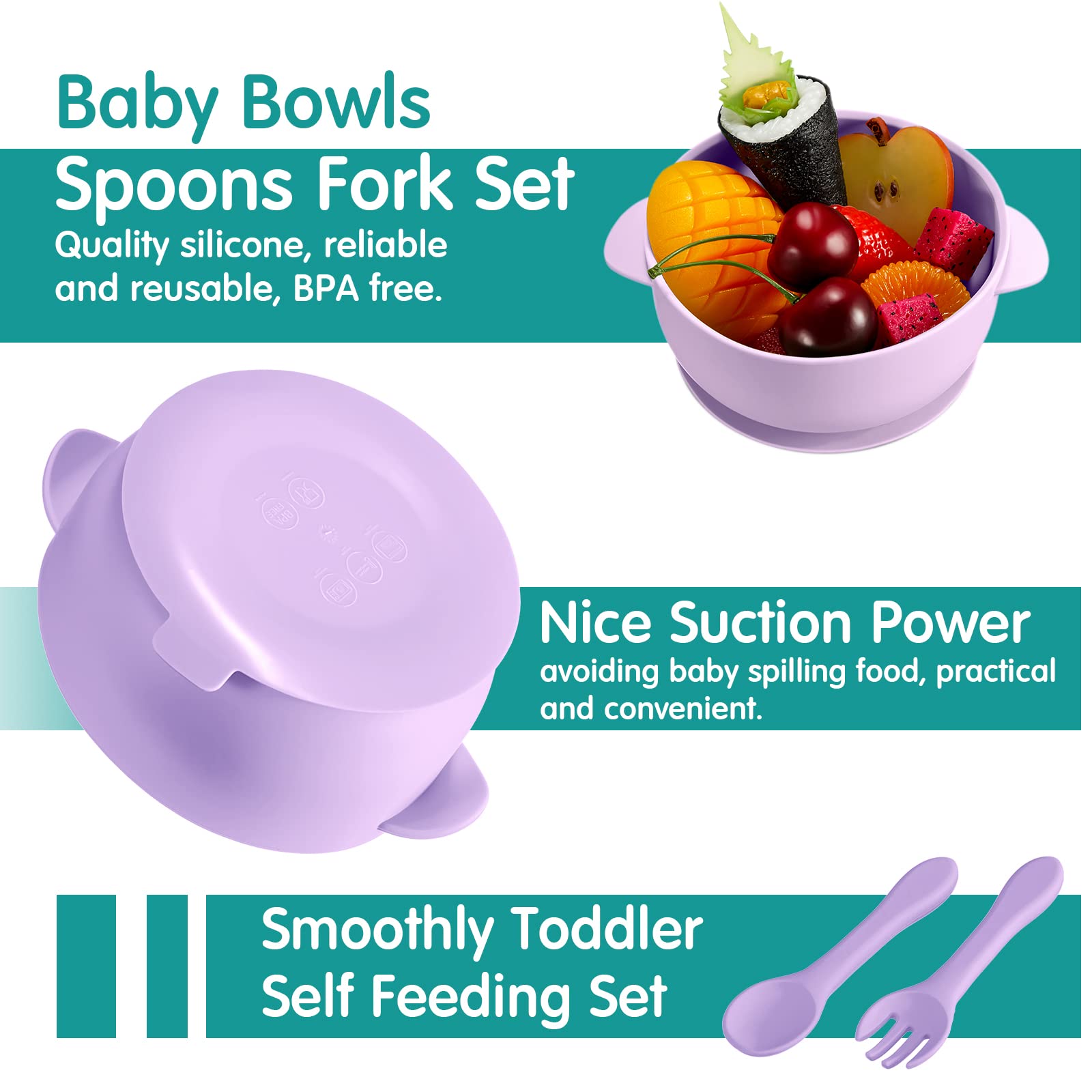 9-Piece Silicone Baby Feeding Set with Suction Plates, Bowls & Utensils - BPA-Free, Dishwasher & Microwave Safe for Toddlers (Vibrant Colors) - Perfect for Home, Travel & Daycare Use