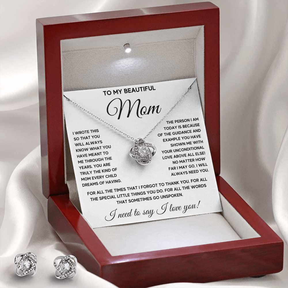 Mom's Jewelry Gift - Gemstone Pendant Necklace for Mother's Day & Christmas | Son to Mom Present