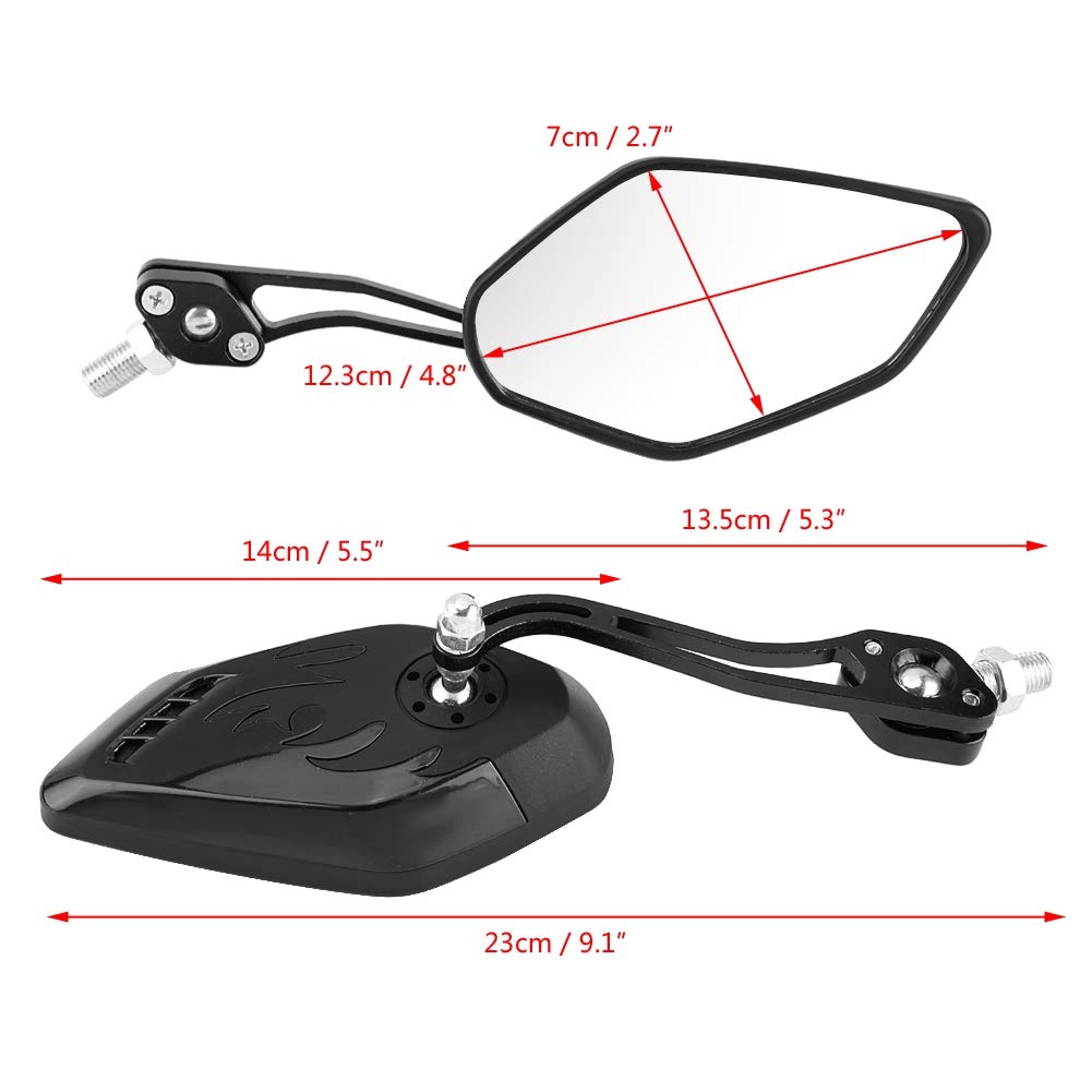Universal 8mm 1mm Aluminum Alloy Motorcycle Rear View Mirrors - 1 Pair Flame Pattern Side Mirrors for Scooters & Bikes (Carbon Fiber Black) - Enhanced Safety & Style for Urban Commuting & Road Trips