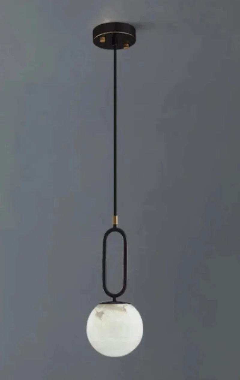 Orbit Glow Marble & Brass Pendant Light - Modern Ceiling Fixture for Dining Room, Kitchen Island, and Living Room Decor
