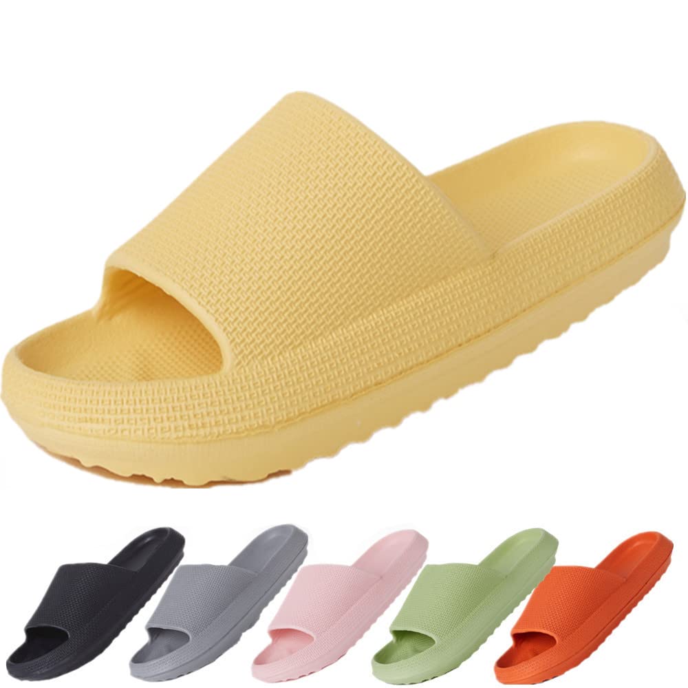 BING RUI CO Cloud Slides for Women and Men - Ultra Soft Pillow Slippers with Non-Slip Sole, Comfortable Bathroom & Shower Sandals, Thick Cushioned Footbed - Perfect for Indoor, Spa, Poolside, and Beach Use
