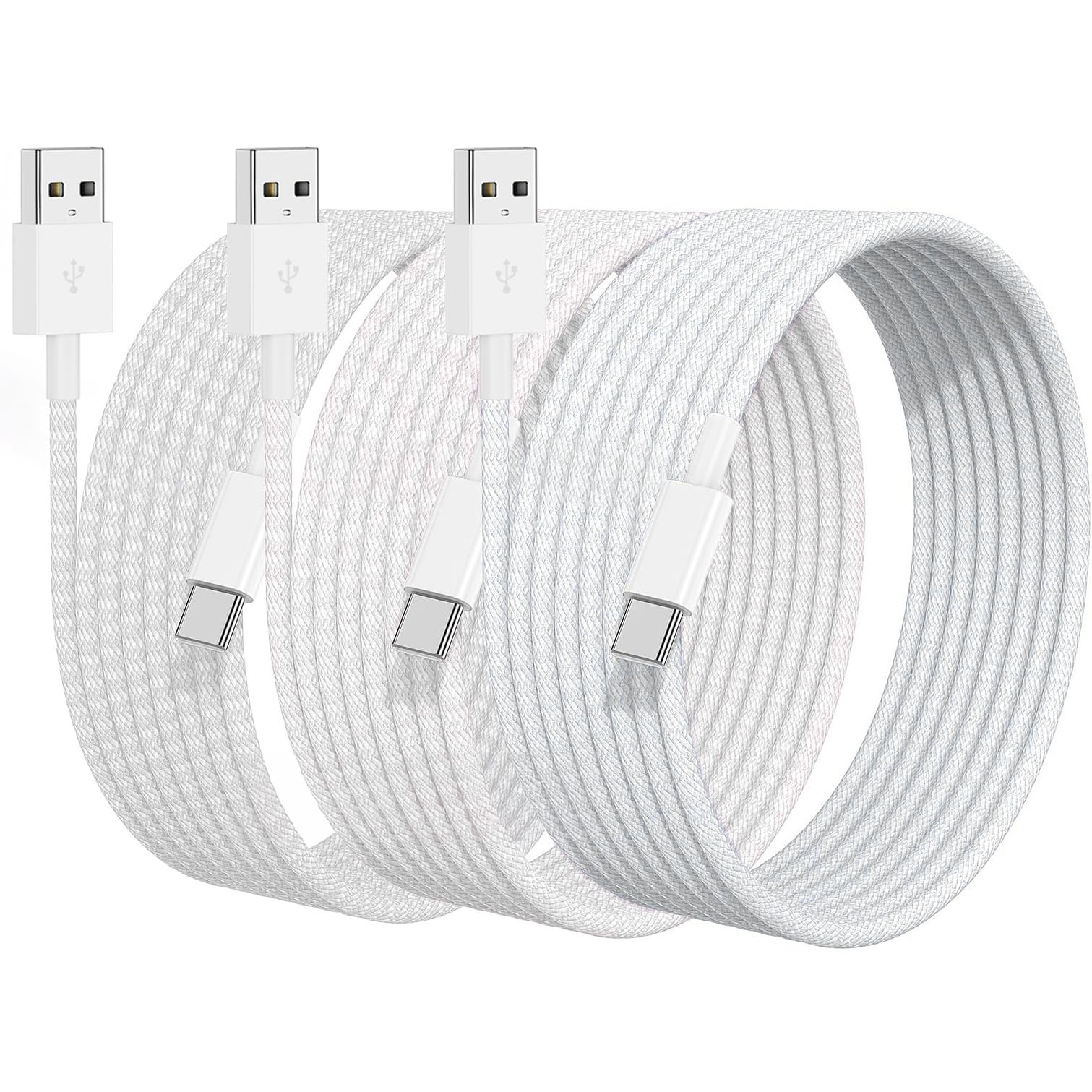 3-Pack 6Ft USB A to Type C 60W Fast Charging Cable for iPhone 16/15 Series & iPad - Braided Durable CarPlay Cable with Fast Data Sync - Perfect for Car Charging, Home & Office Use (iPhone 16 Pro/Pro Max/Plus, 15/15 Pro, iPad Pro/Air/Mini)
