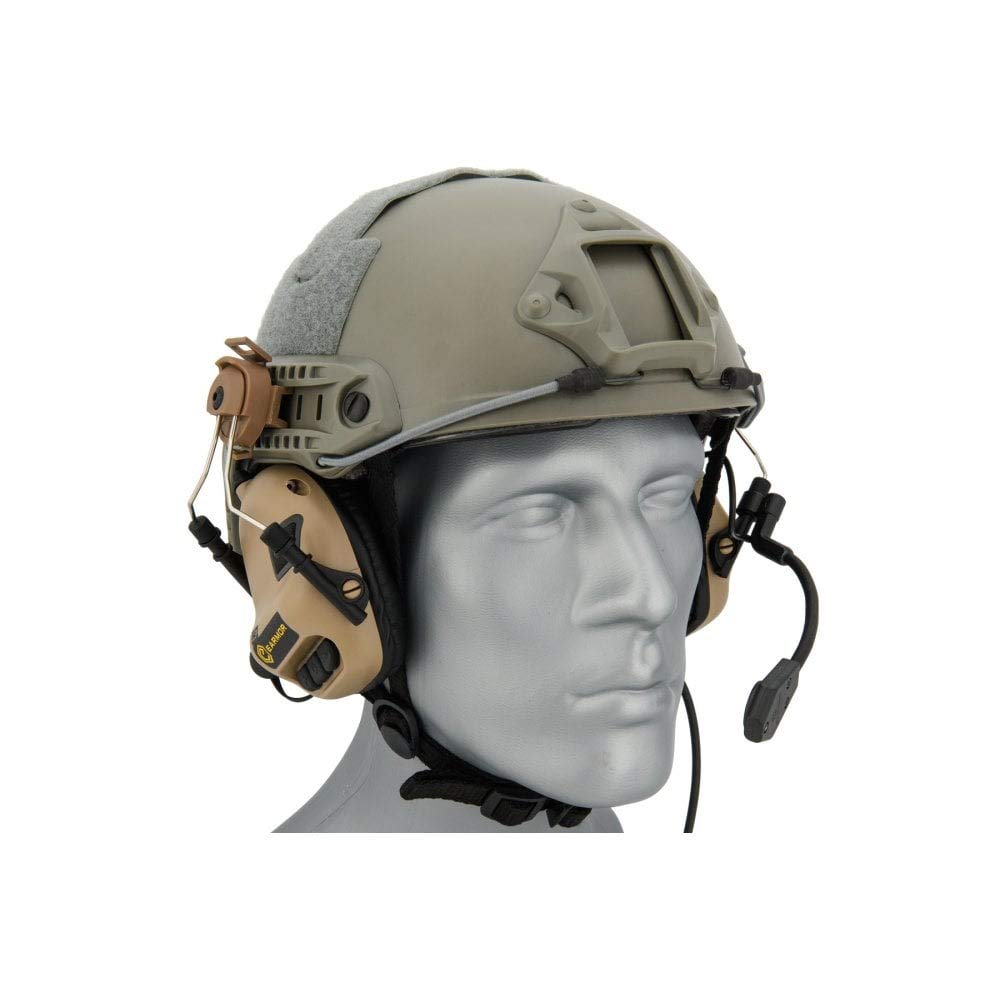 M32H Noise Reduction Safety Helmet Headset with 22dB NRR, Adjustable Headband - Tan for Construction, Shooting & Industrial Work