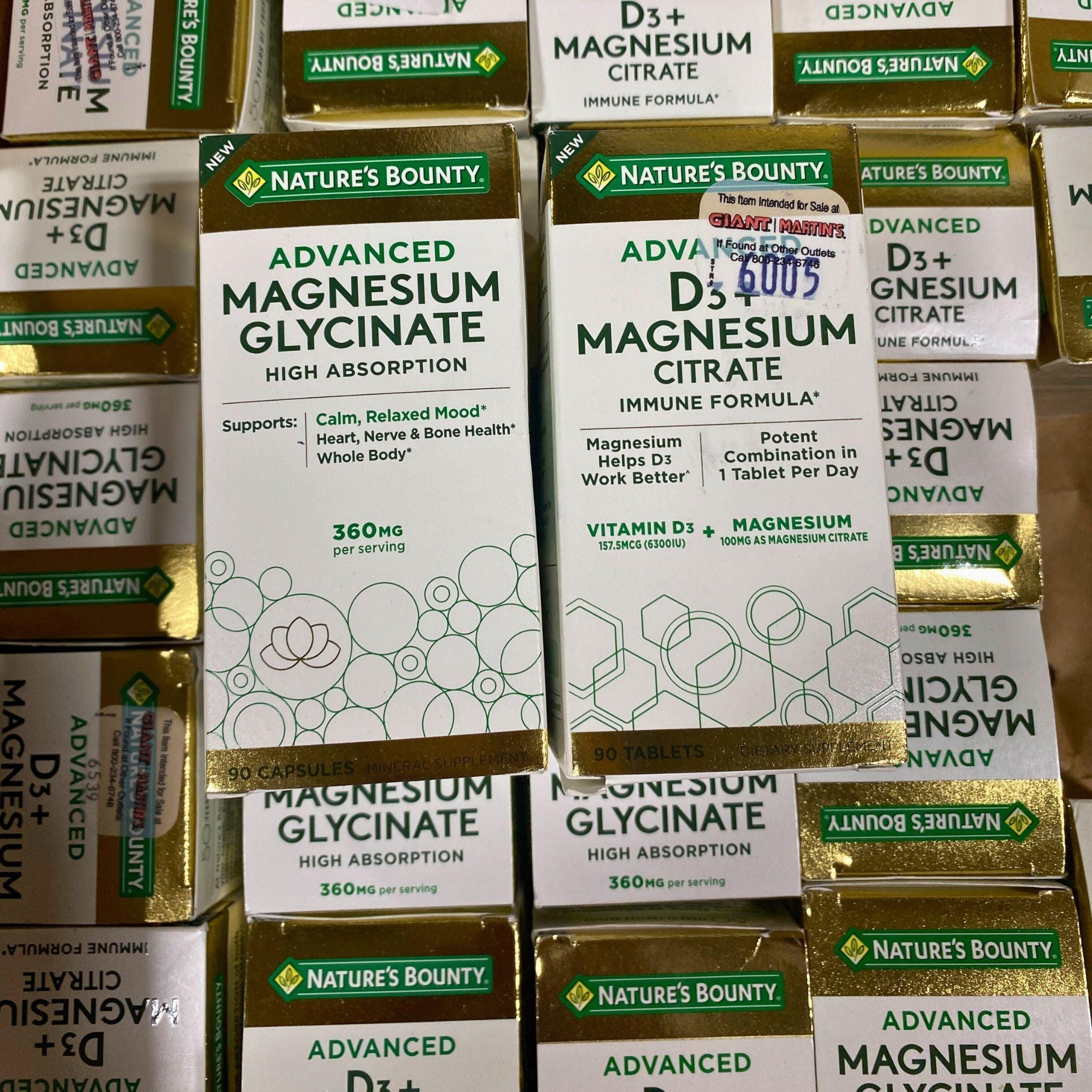 Nature's Bounty Advanced Magnesium Glycinate & D3 with Magnesium Citrate - High Absorption Immune Support Supplement - 50 Capsules - Supports Muscle Relaxation, Bone Health & Better Sleep