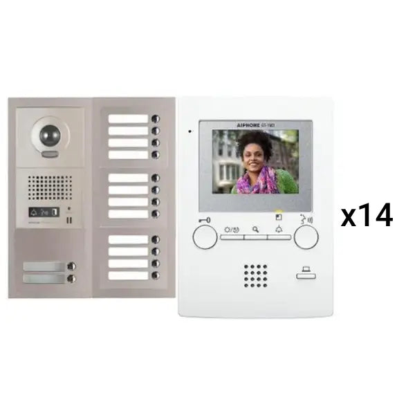 Aiphone GT 14V3 14-Unit Apartment Video Intercom System with 3.5
