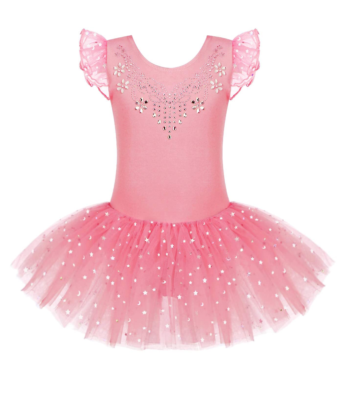 Zaclotre Girls Ballet Leotard with Ruffle Sleeves & Shiny Tutu Skirt - Dance Costume for Ballet, Gymnastics, Recital & Performance - Perfect for Toddler Ballerinas