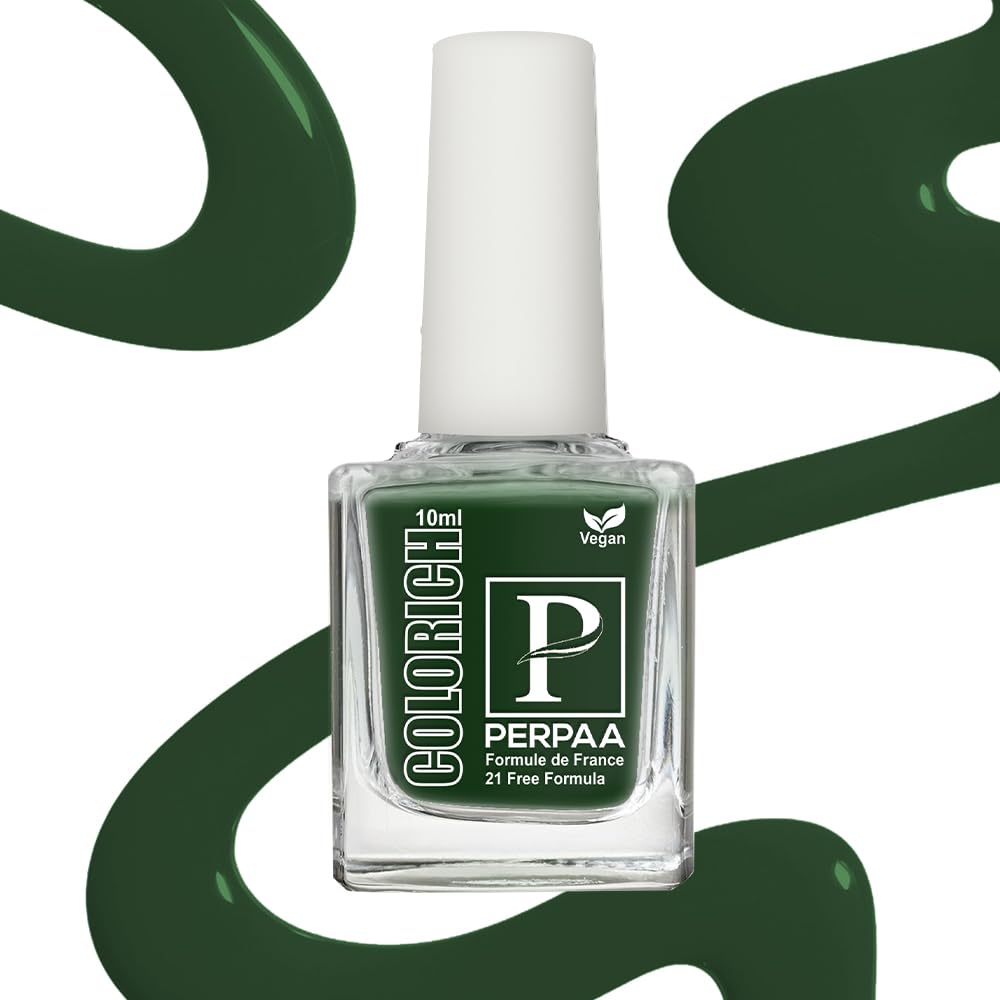 PERPAA Vegan Nail Polish Set - Quick Dry, Glossy Finish, Non-Toxic & Cruelty-Free - 2 Colors (Texture Silver & Army Green) 10ml Each - Perfect for Nail Art, Manicures, and Gift Giving