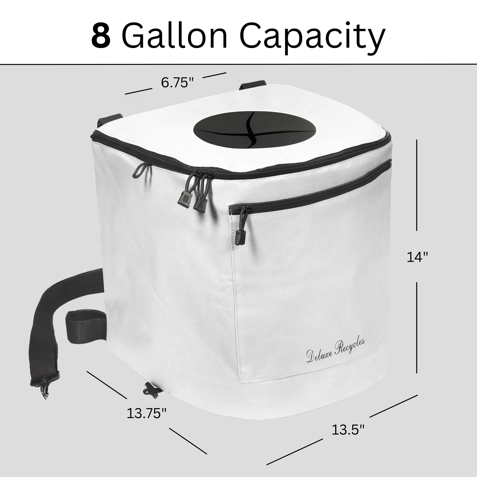 Portable Collapsible 8 Gallon Trash Can for Boating, Camping, Kayaking, Fishing & Beach - Durable Waterproof Waste Bin with Inner Bucket - Essential Boat, RV, Hiking & Outdoor Gear (White) - Perfect for Picnics, Tailgating & Marine Use