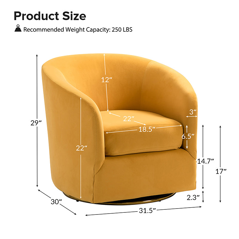 Emanuela Velvet Swivel Barrel Armchair - Modern Accent Chair for Living Room, Bedroom & Office - 360° Rotating Comfortable Lounge Chair with Soft Upholstery - Perfect for Reading, Relaxing & Home Decor