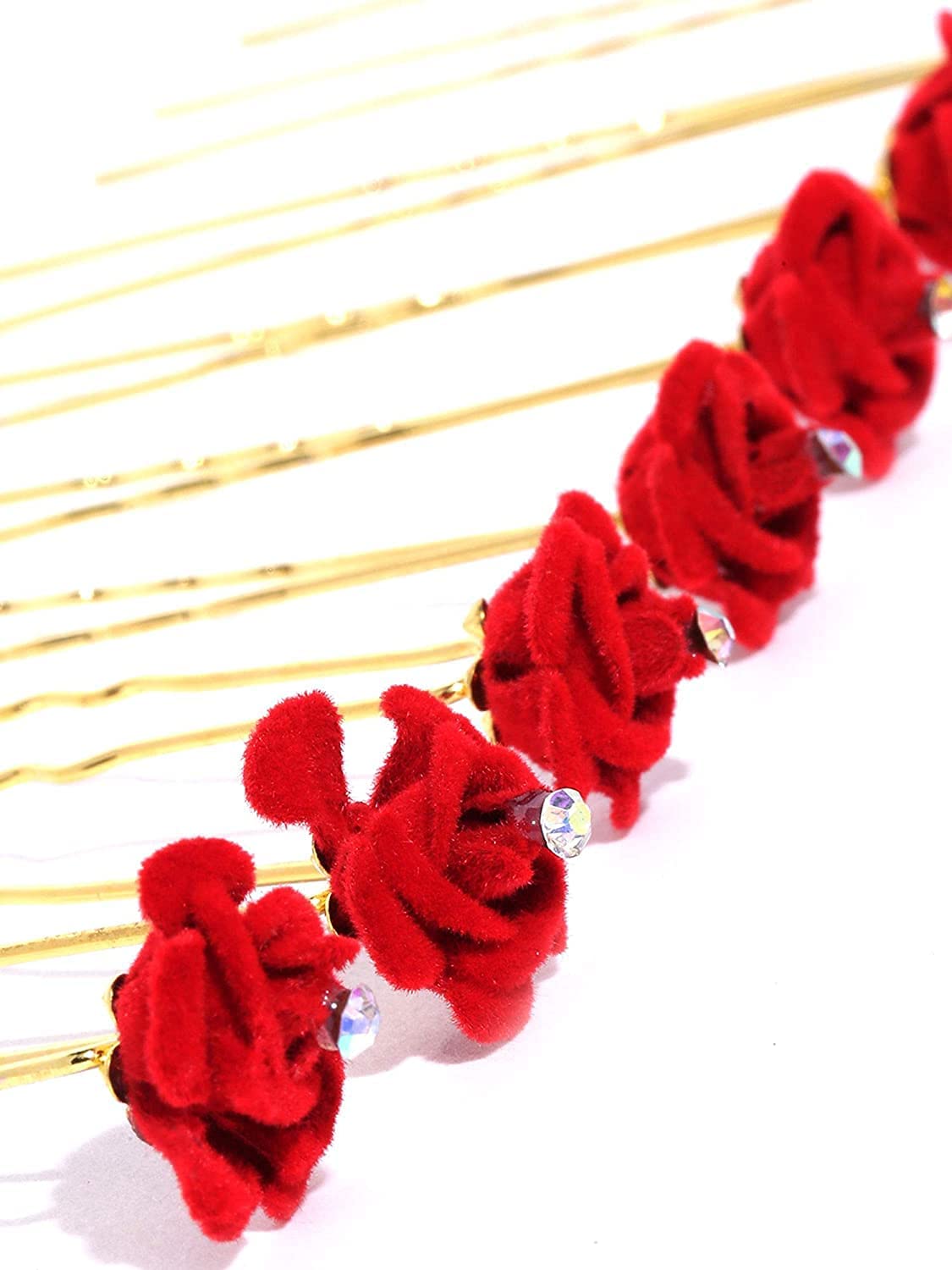 Raddhi Enterprises 12-Piece Rose Juda Hair Pins for Women - Velvet Floral Hair Accessories for Bridal, Wedding, Party & Everyday Styling