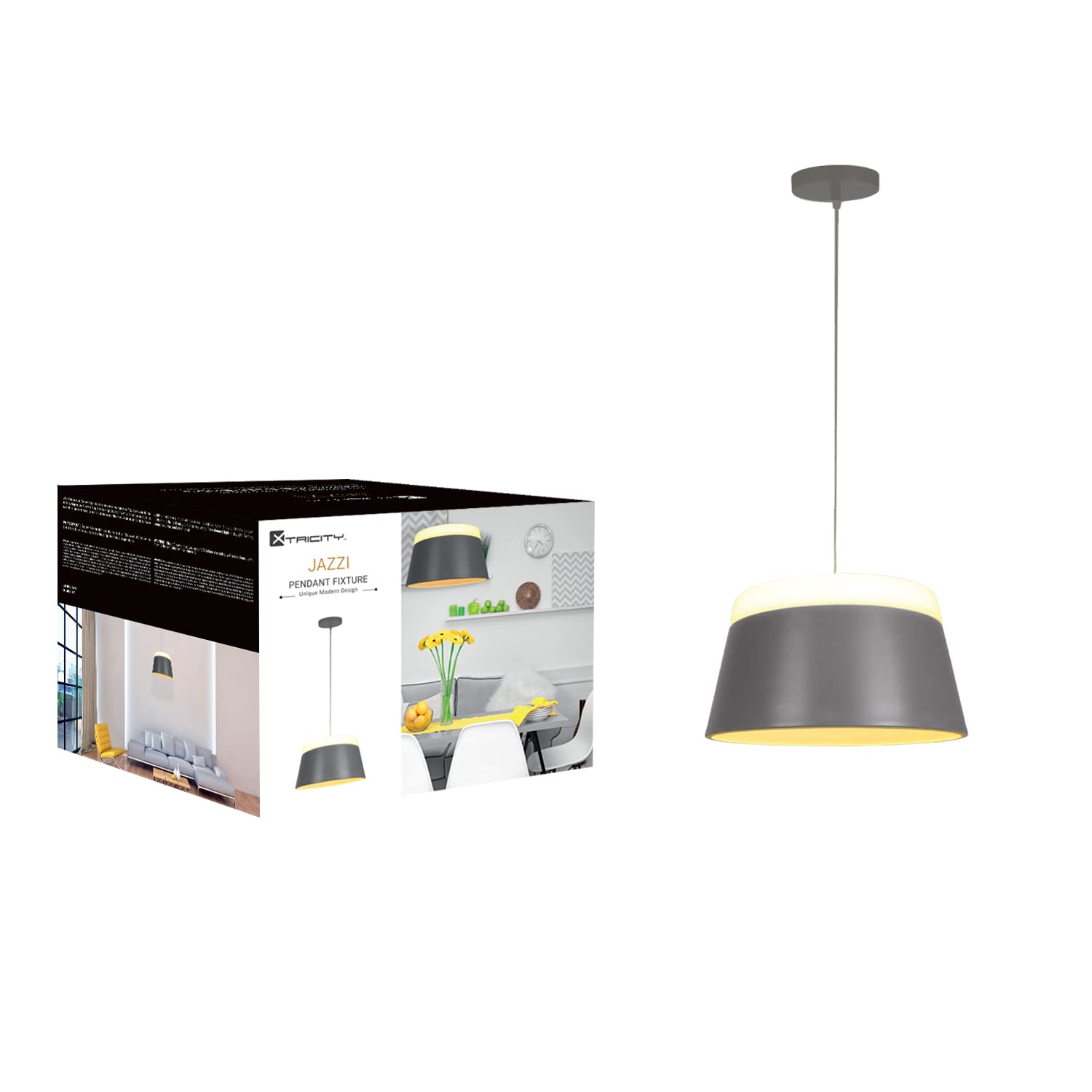 Xtricity Modern Grey Hanging Pendant Light Fixture with 14