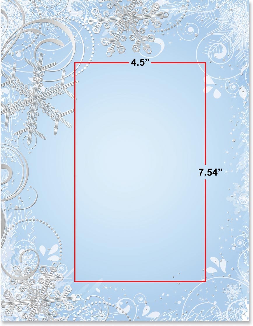 Premium Snowflake Foil Christmas Holiday Stationery - 8.5 x 11 Elegant Border Paper & Letterhead, 100 Sheets Decorative Printer Paper for Festive Cards, Invitations & Holiday Correspondence