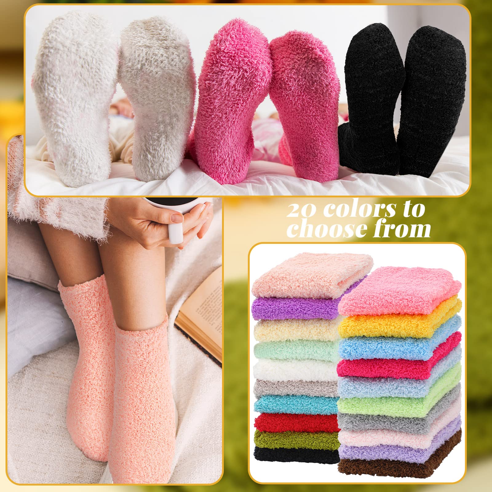 20 Pairs Women's Winter Warm Fuzzy Socks - Soft Cozy Sleeping Slipper Socks for Girls, Kids & Teens - Perfect for Cold Weather, Lounge & Home Comfort
