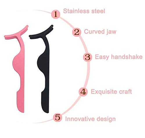 BAMBBLE False Eyelash Applicator Set [2 Pack] - Stainless Steel Eyelash Tweezers for Easy Application & Removal | Professional Makeup Tools for Lashes & Extensions | Perfect for Home, Salon & Travel Use