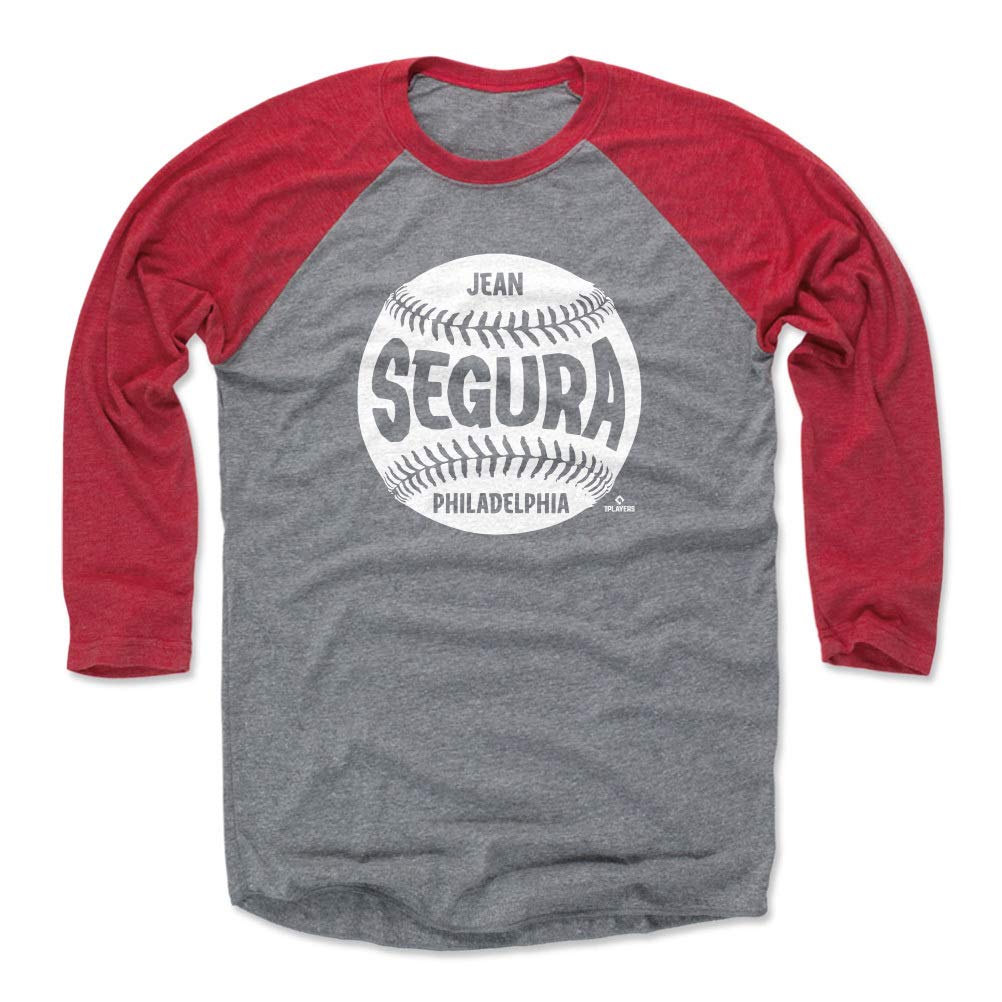500 LEVEL Jean Segura 3/4 Sleeve Raglan Baseball T-Shirt - Philadelphia Phillies Player Jersey - Perfect for Game Day & Fan Apparel