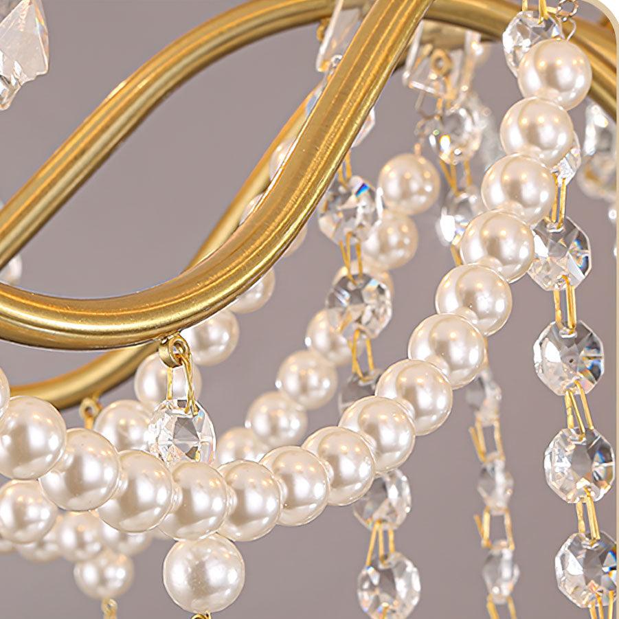 Elegant Crystal Pearl Chandelier Lighting Fixture - Modern Ceiling Light for Dining Room, Bedroom, Living Room Decor