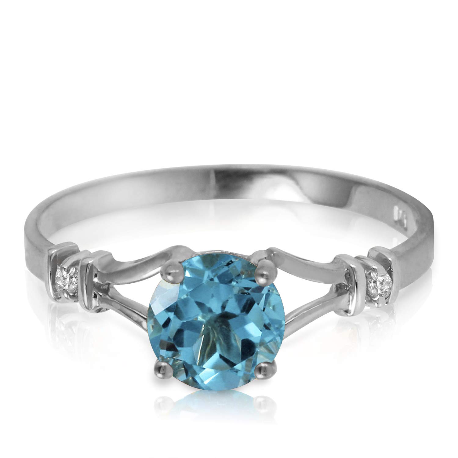 1.02 CTW 14K Solid White Gold Ring with Natural Diamonds & Blue Topaz | Galaxy Gold GG | Elegant Wedding Band, Anniversary Gift, Engagement Jewelry for Women
