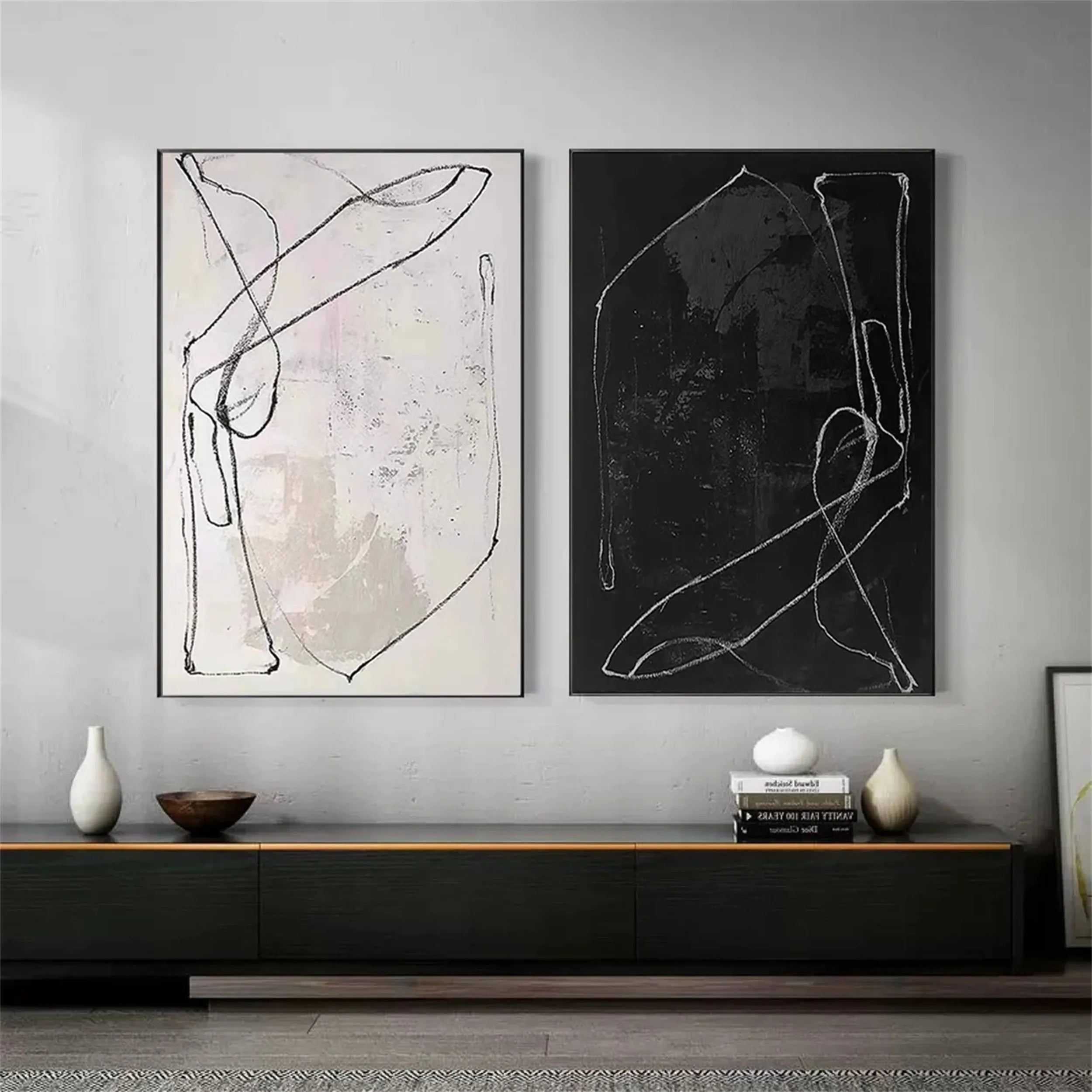 Abstract Painting Set of 2 Modern Wall Art - #AB117 - Perfect for Living Room, Bedroom & Office Decor