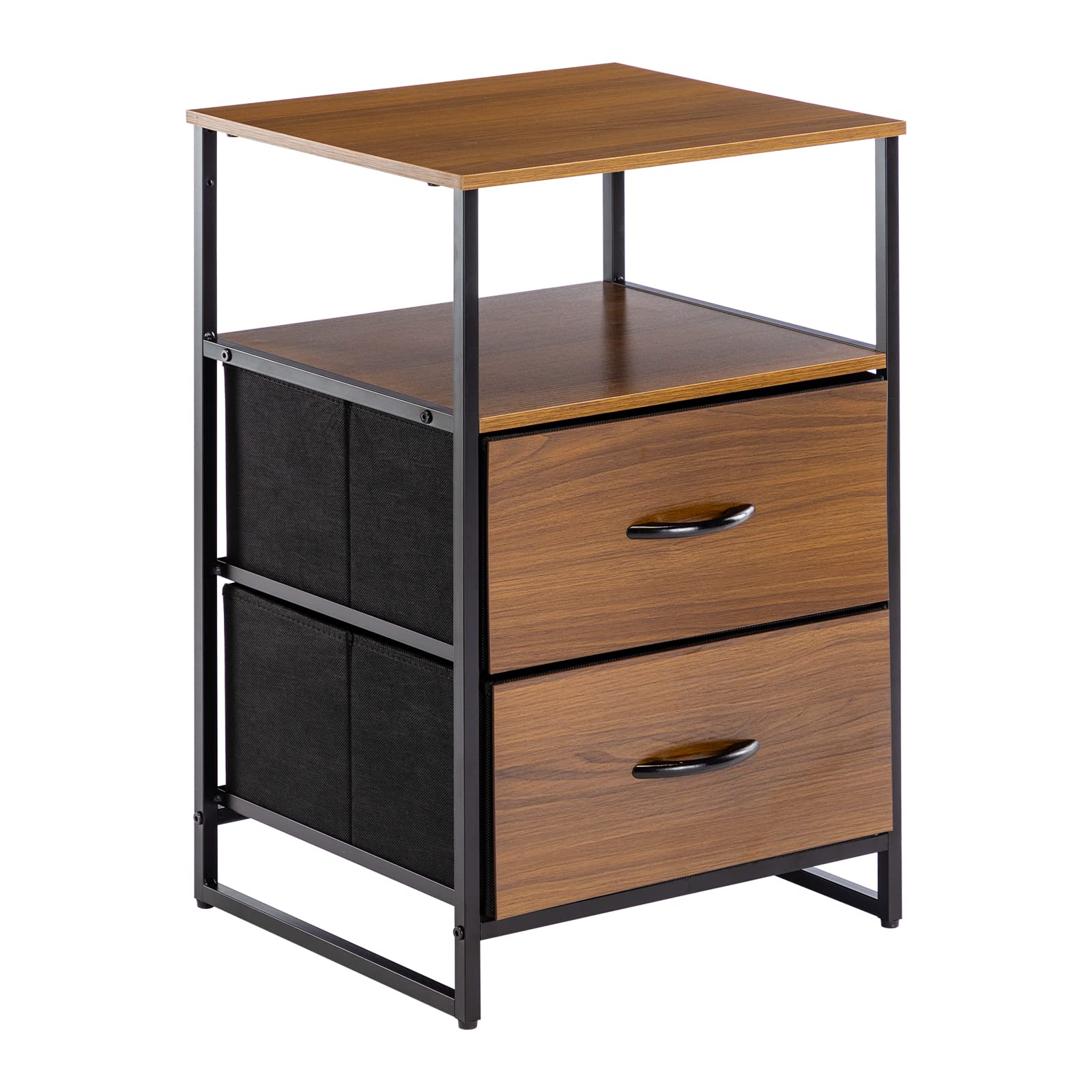 DUHOME Nightstand with 2 Drawers & Shelves - Wooden Top Bedside Table for Bedroom & Living Room Storage