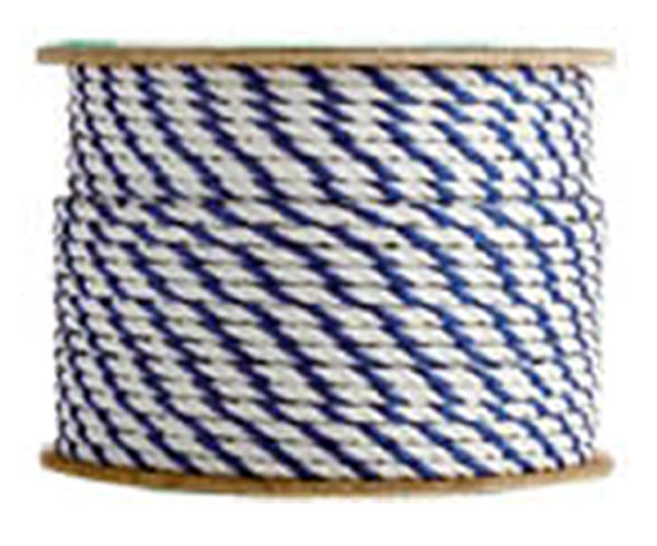 Premium 3-Strand White & Blue Polypropylene Rope - Heavy Duty Marine, Boating, Camping & DIY Rope for Outdoor Use