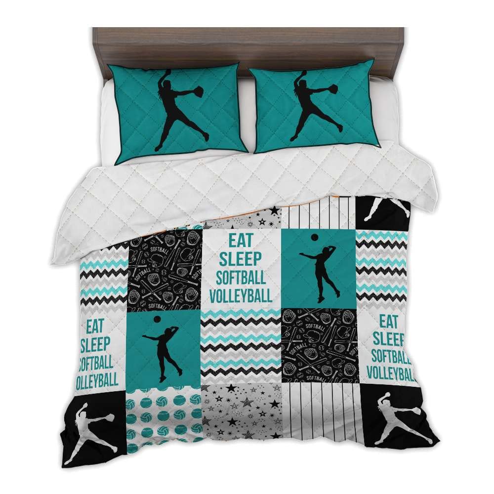 Zbigtee Softball Volleyball Pattern Full Size Quilts Comforter Set - Funny Sport Themed Bedding for Kids & Teens - Cozy King Size 91