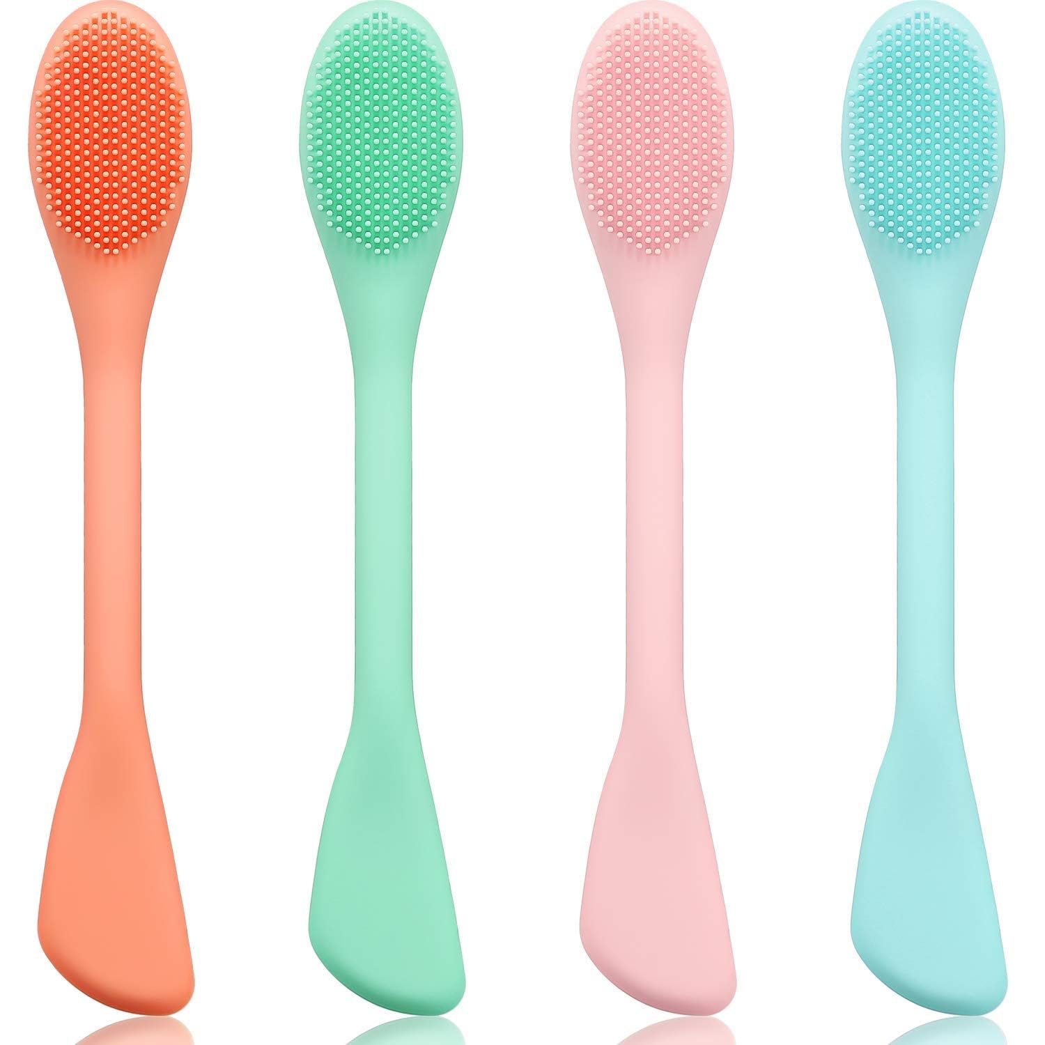 Cosluxe Double Head Silicone Face Mask Brush - Soft Facial Cleansing Brush for Mud, Clay & Modeling Masks, DIY Facials, BB/CC Cream & Body Lotion Application - Gentle Pore Cleaner (2 Pack) | Perfect for Spa Days, At-Home Skincare Routines & Professional Makeup Application