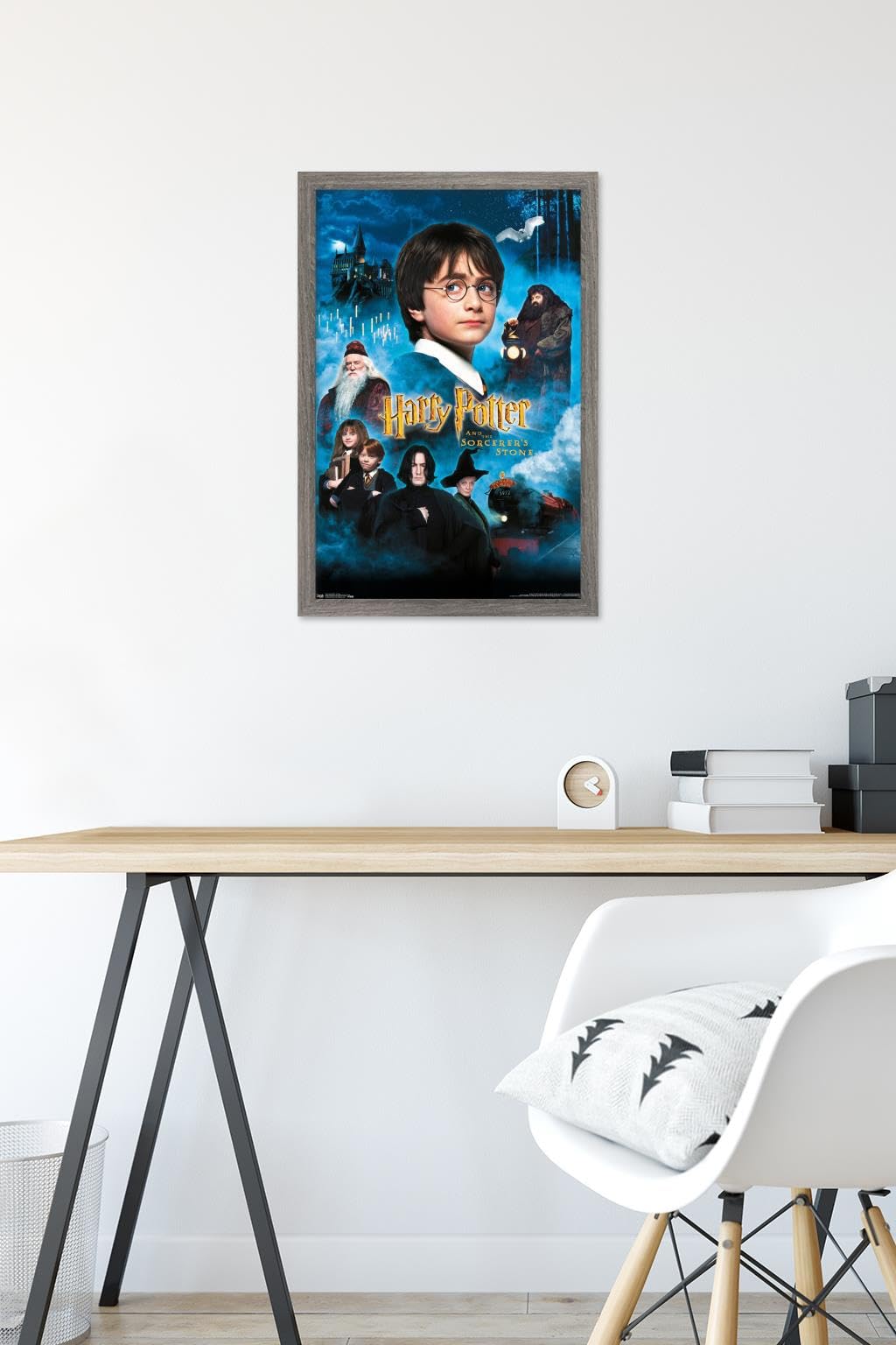 Trends International Harry Potter and the Sorcerer's Stone Movie Poster - 14.725 x 22.375 Inch Barnwood Framed Wall Art - Perfect for Home Decor, Office, or Gift for Potter Fans