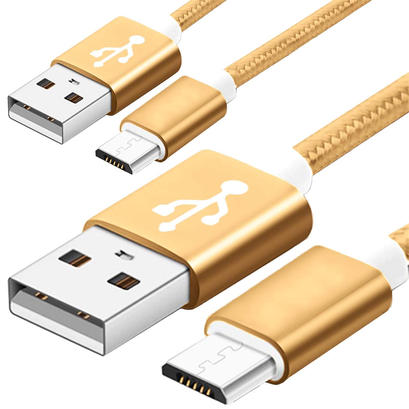 2 Pack USB Charger Cable 5FT for Kindle Fire HD/HDX 6/7/8.9/9.7 Inch, Fire 7/8/10 Tablet & Kids Edition, All New Fire, Echo Dot, Paperwhite, Oasis, Voyage - Gold | Fast Charging Cord for Home, Office & Travel Use