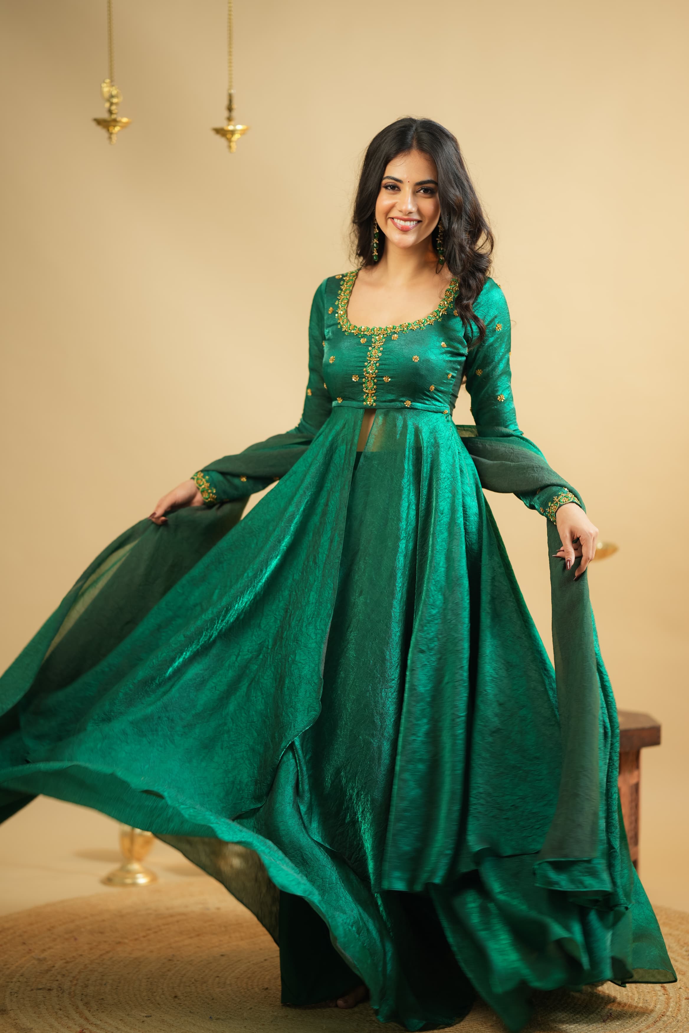 Akila Premium Designer Slit Anarkali Dress with Skirt - Elegant Indian Party Wear for Weddings & Festivals