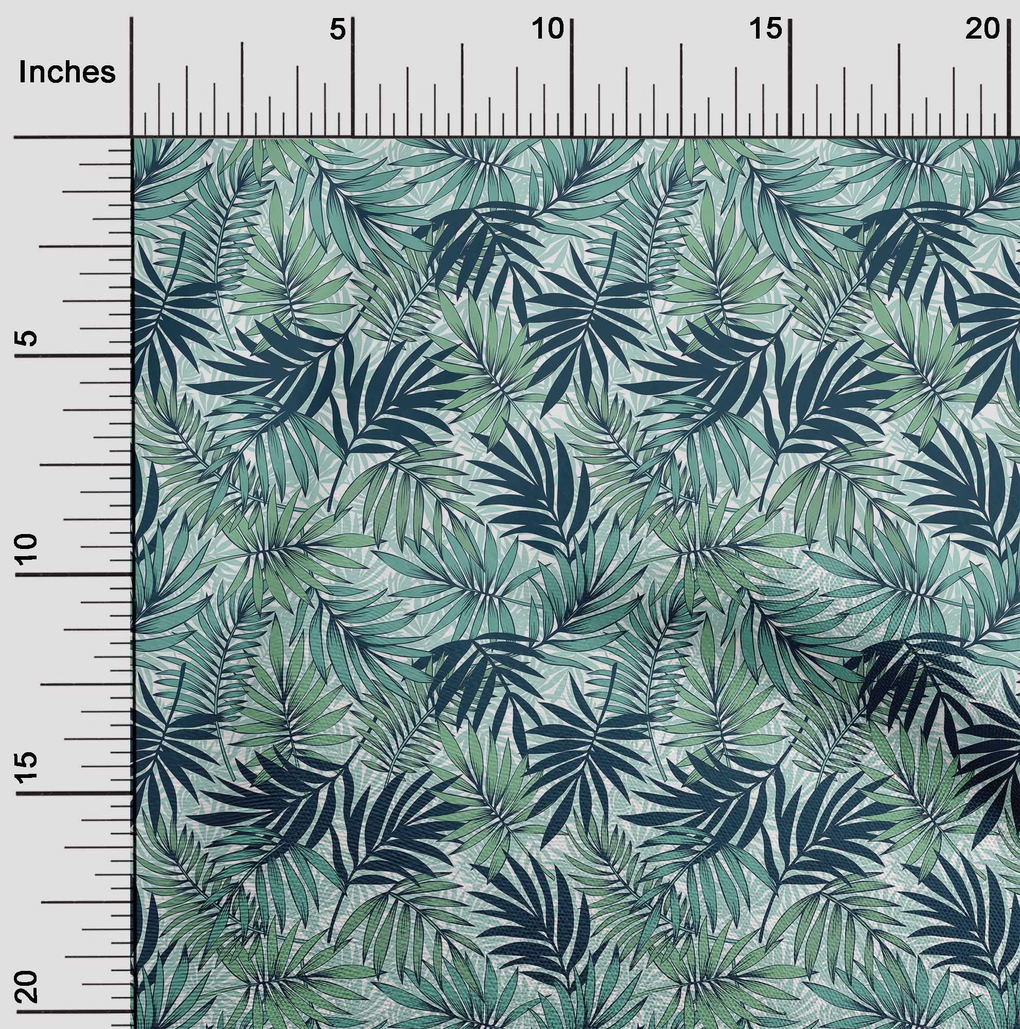 oneOone Polyester Spandex Tropical Leaf Print Fabric - 56 Inch Wide Sea Green Dress Material by The Yard | Perfect for Summer Dresses, Skirts & DIY Fashion Projects