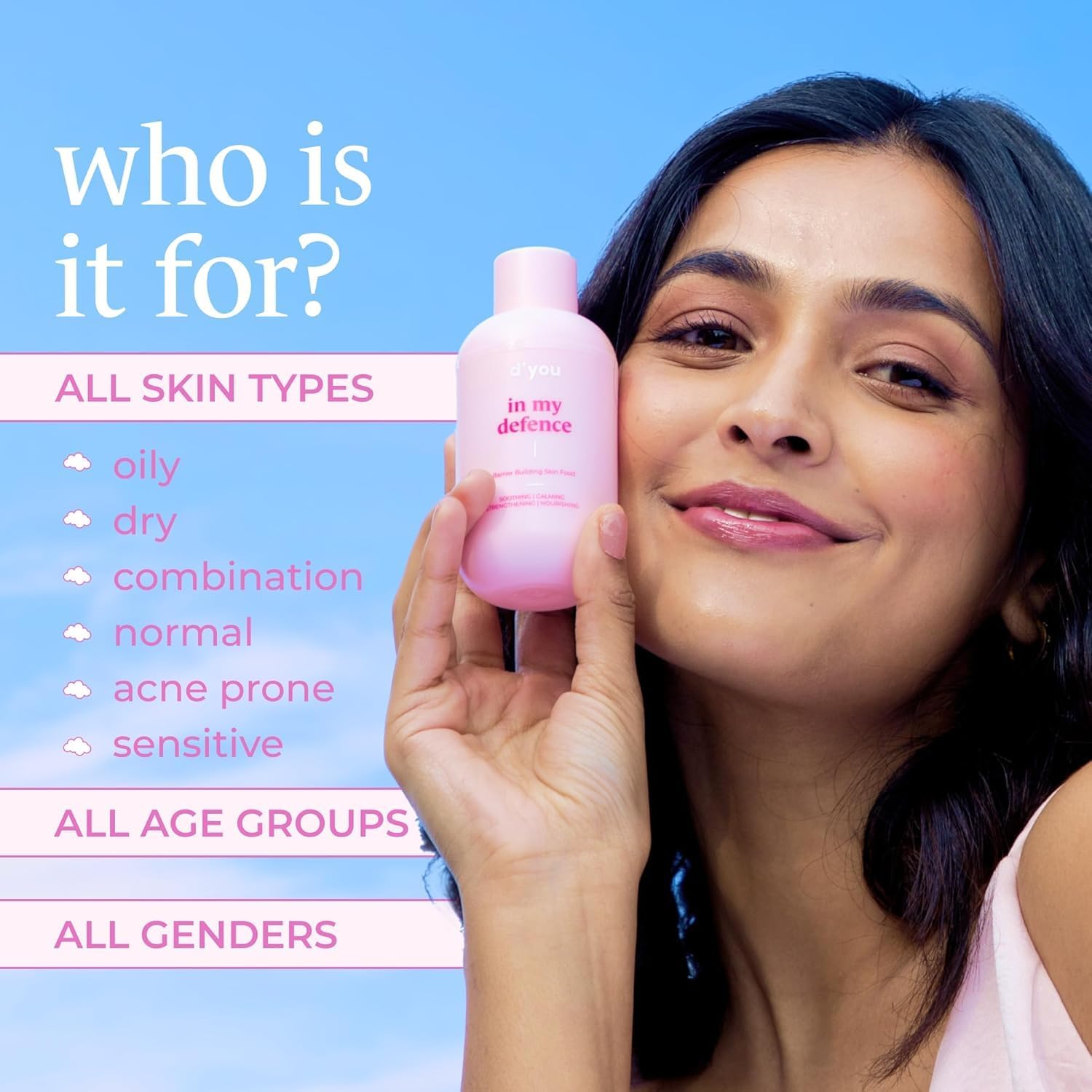 D'Y.O.U In My Defense Lightweight Moisturizer with Ceramides for Intense Hydration - Non-Greasy Face Cream for Dry, Oily & Combination Skin - Korean Skincare for Men & Women - Cruelty Free 50ml | Daily Hydration & Skin Barrier Repair for All-Day Comfort