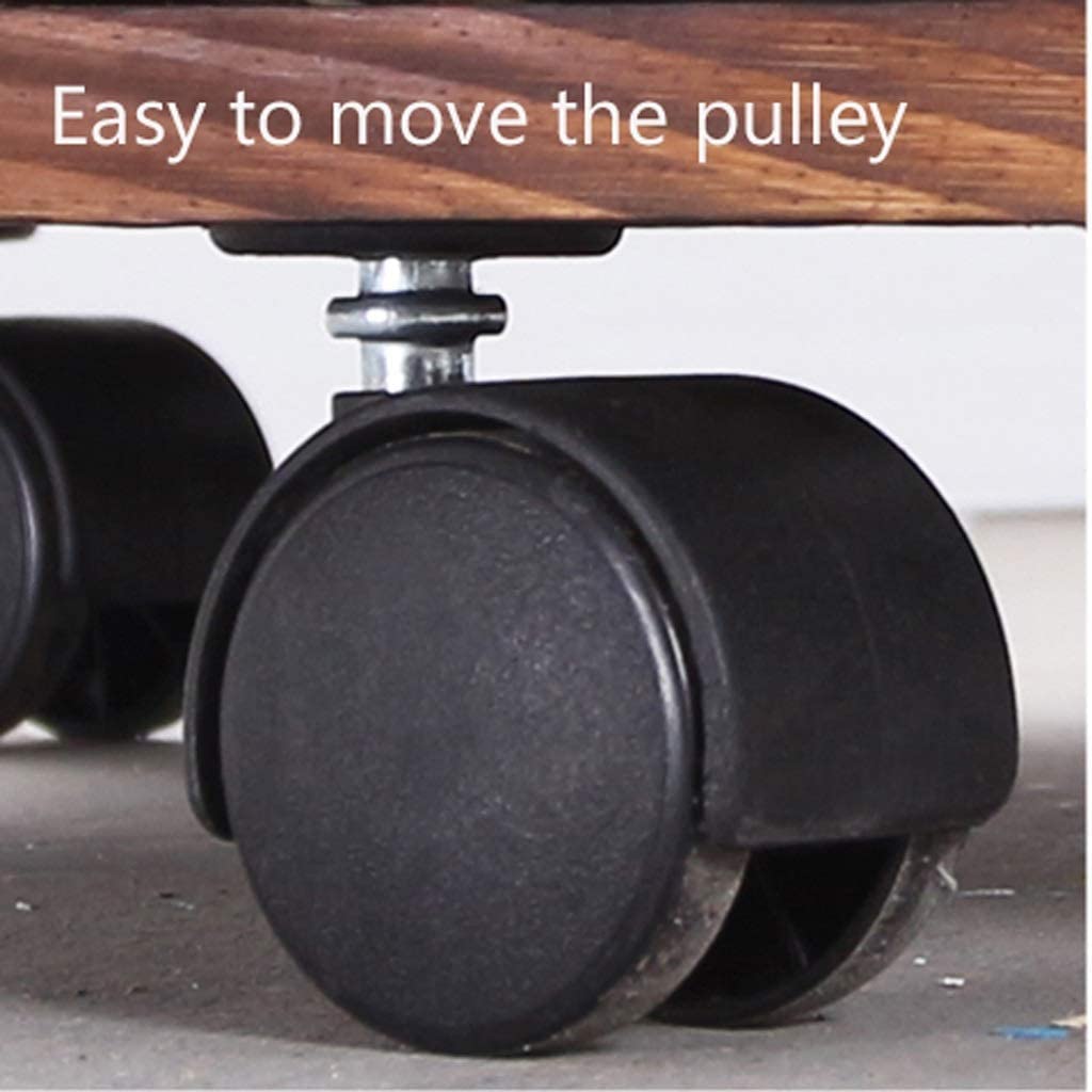 Wooden Plant Stand with Wheels - Round Rolling Planter Cart for Indoor & Outdoor Plants - Flower Pot Mover with Saucers - Perfect for Garden, Patio, Balcony & Home Decor