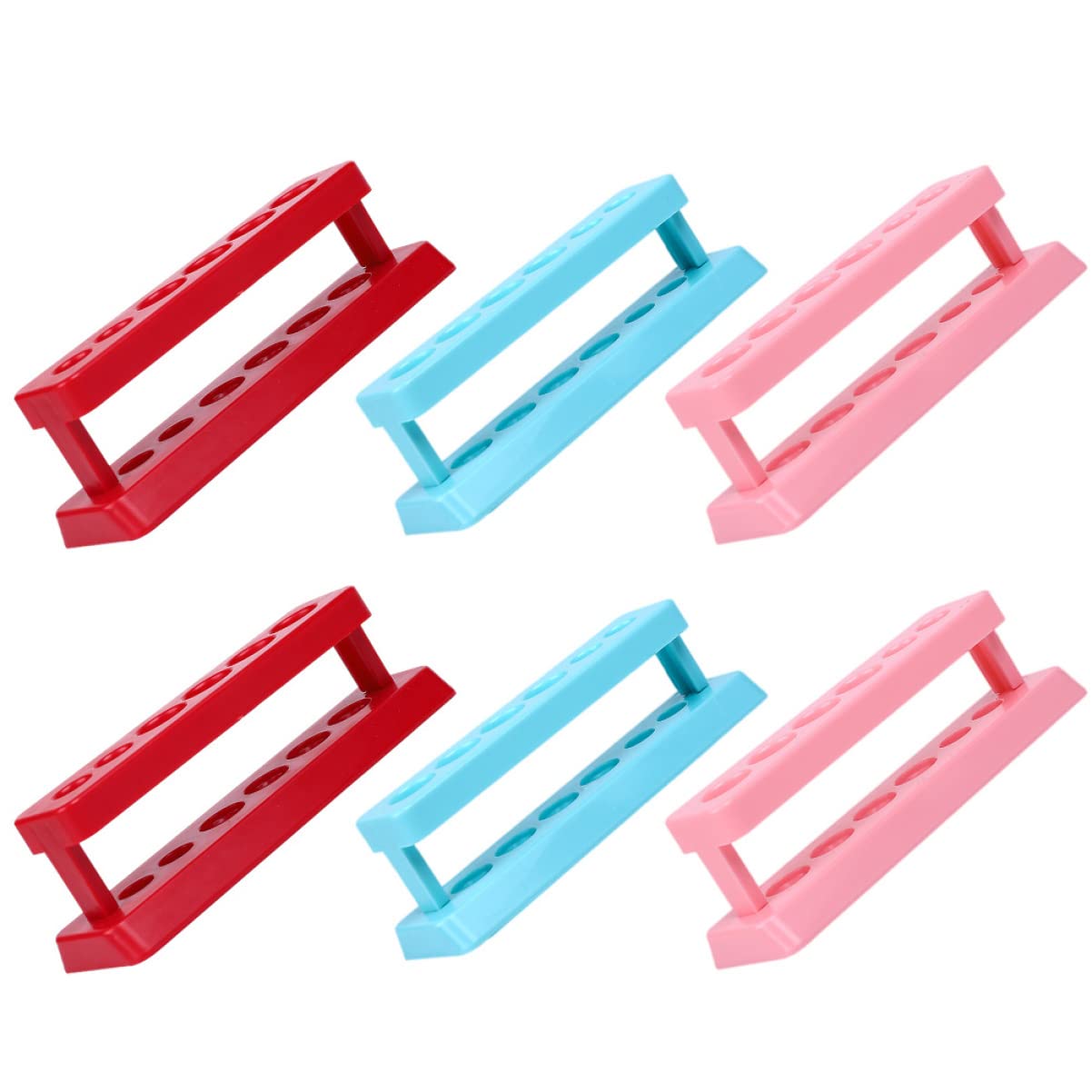 ULTECHNOVO 6-Piece Plastic Test Tube Rack Set - Durable Lab Tube Holder for Test Tubes & Boiling Tubes, Earth Tone Organizer for Chemistry Experiments & Science Classrooms (Perfect for School Labs & Home Science Projects)