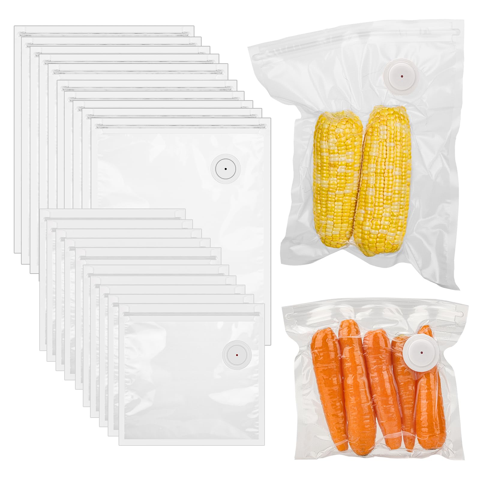 40PCS Vacuum Sealer Bags for Food Storage with Air Valve - Reusable Sous Vide Bags (20 Large + 20 Small) | Perfect for Meal Prep, Sous Vide Cooking & Freezer Organization