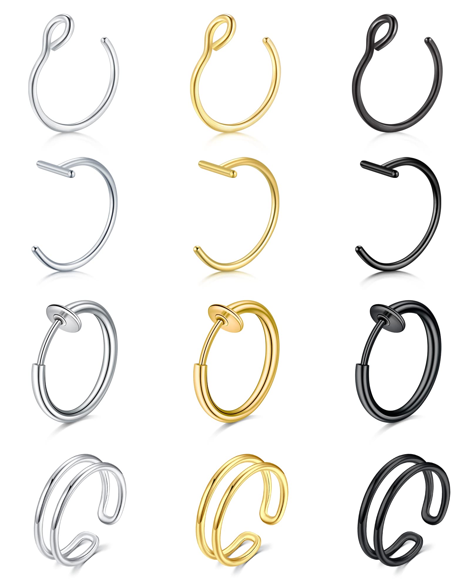 Longita Magnetic Fake Nose Ring - Hoop & Stud Nose Piercing Jewelry for Women | Hypoallergenic Non-Pierced Nose Ring | Perfect for Parties, Cosplay & Everyday Fashion