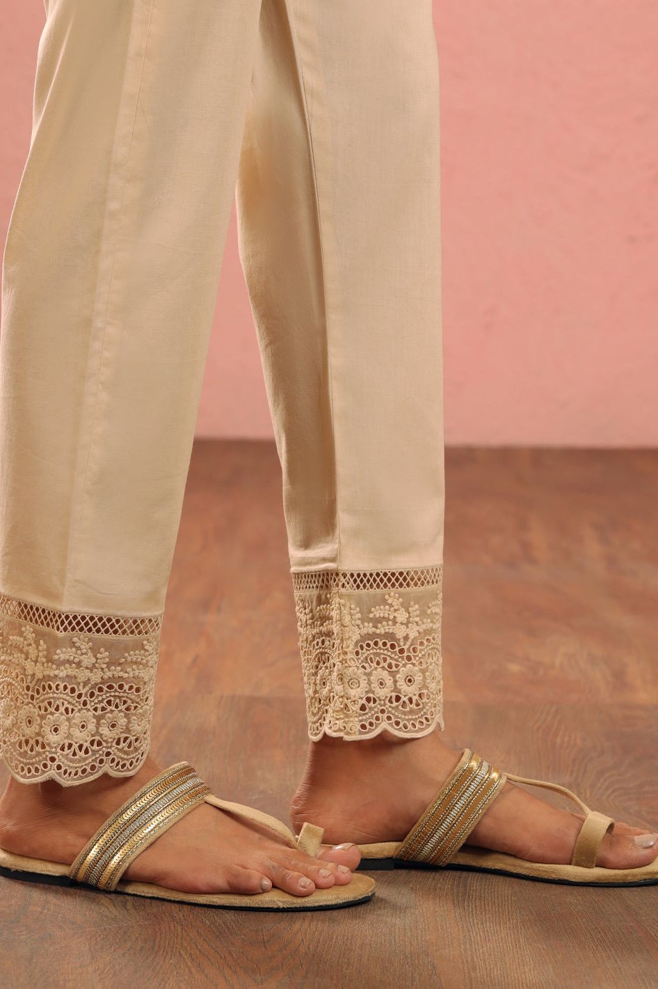 Premium Cambric Beige Trousers for Women - Comfortable Office Pants & Casual Wear - Perfect for Work, Travel & Everyday Outfits