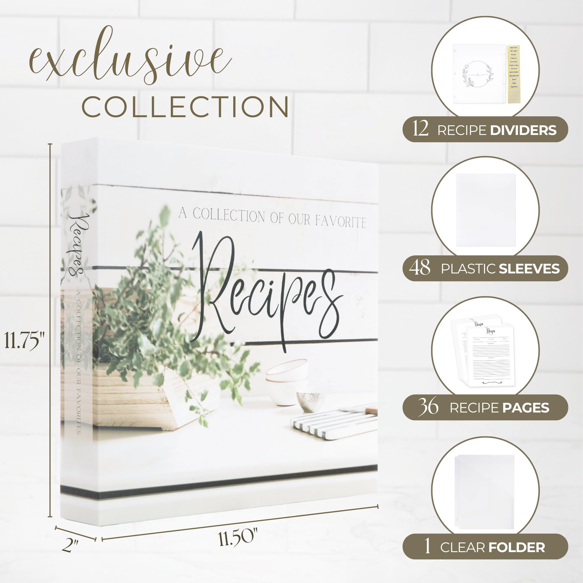 8.5x11 Recipe Binder with Plastic Sleeves | 3-Ring Blank Cookbook Organizer for Writing Your Own Recipes | Perfect Bridal Shower Gift & Family Heirloom | Durable Recipe Book for Home Chefs & Kitchen Organization | Family-Owned Brand