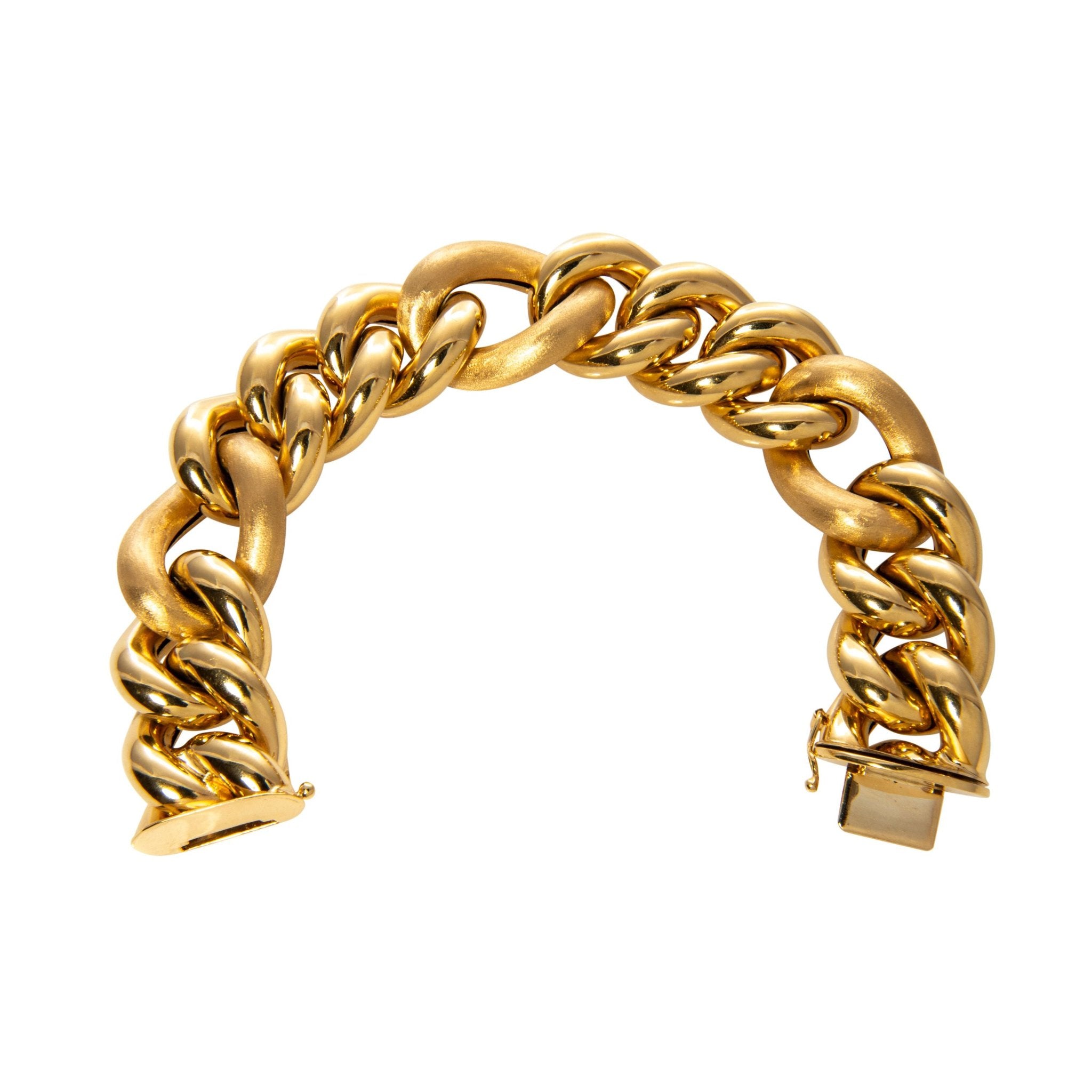 18K Yellow Gold Italian Mixed Curb Link Bracelet for Women - Elegant Luxury Jewelry Gift for Birthday, Anniversary & Special Occasions