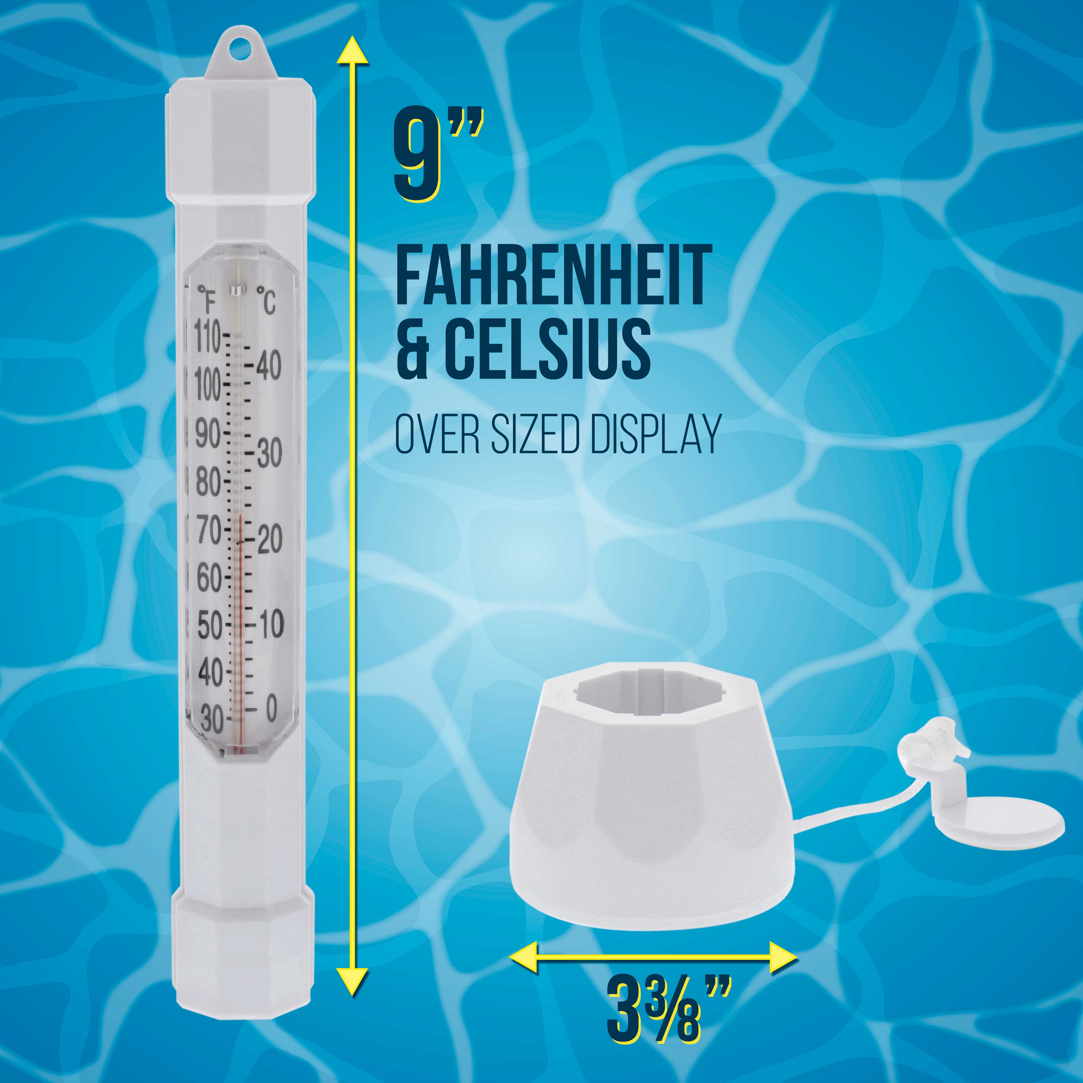 U.S. Pool Supply® Floating Buoy Pool Thermometer - Large Easy-to-Read Temperature Display for Swimming Pools, Spas & Hot Tubs | Perfect for Monitoring Water Temperature in Backyard Pools & Inflatable Hot Tubs