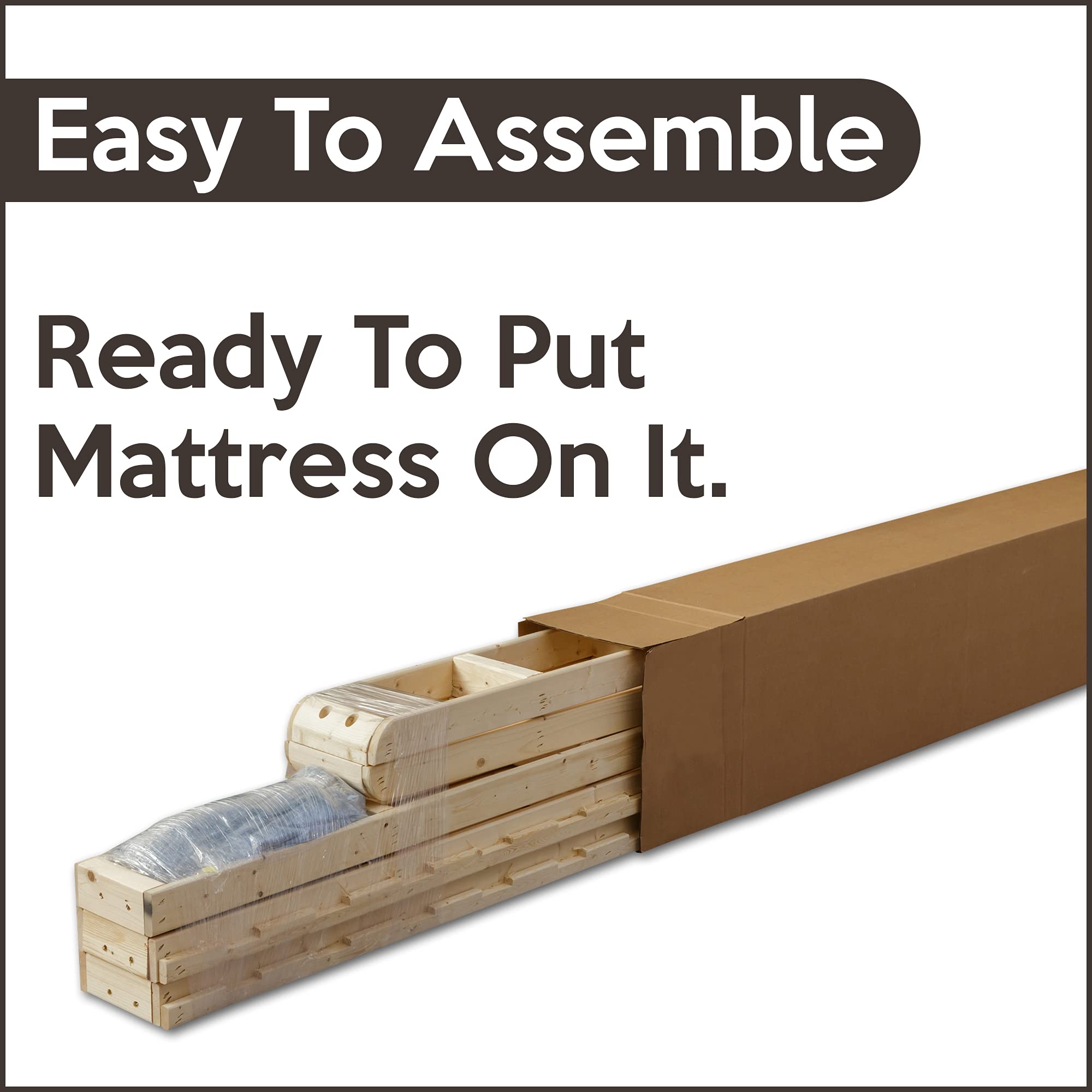 Treaton Easy Assembly Wood Box Spring Foundation with Frame - California King Size, Black - Perfect for Bedroom, Guest Room & Dorm Use