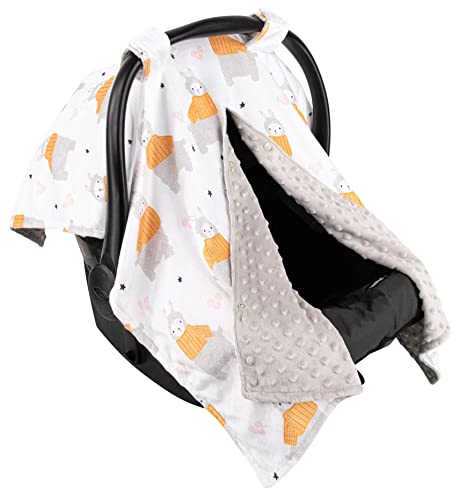 Premium Minky Baby Car Seat Cover - Soft Llama with Scarf Design, 40